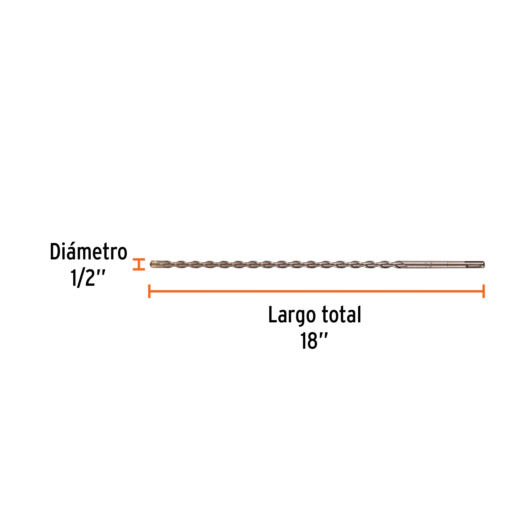 Broca con sistema directo de inserción, 1/2 x 18"