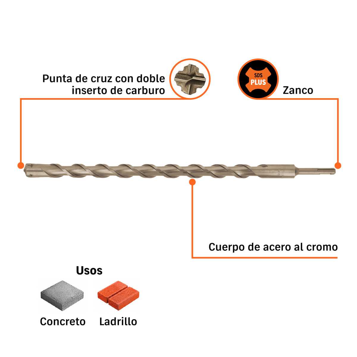 Broca con sistema directo de inserción, 1 x 18"
