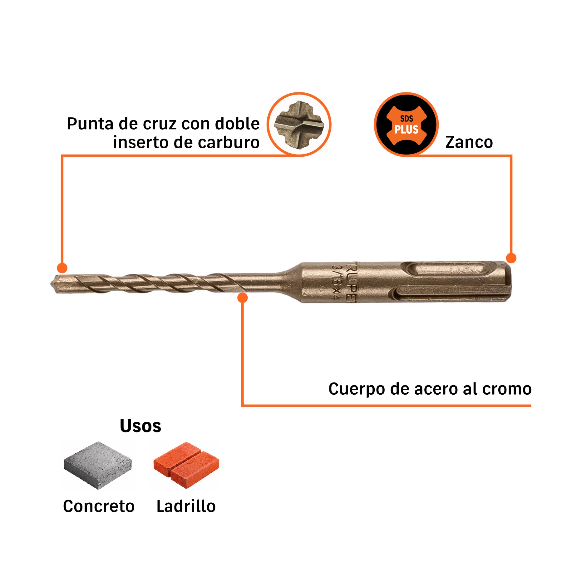 Broca SDS Plus 3/16 x 4'