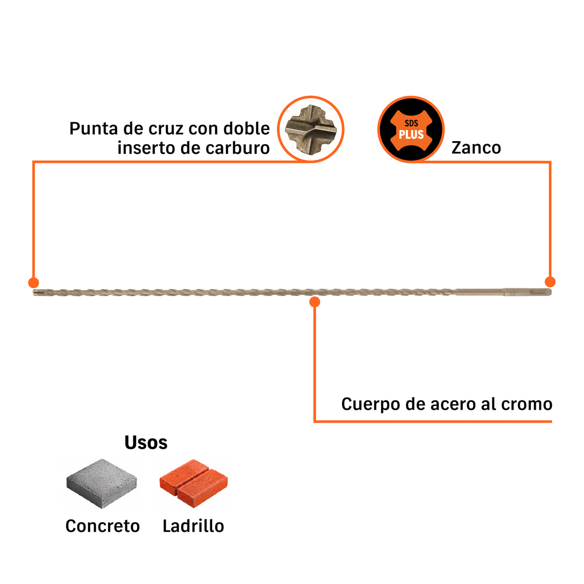 Broca SDS Plus 3/8 x 24'