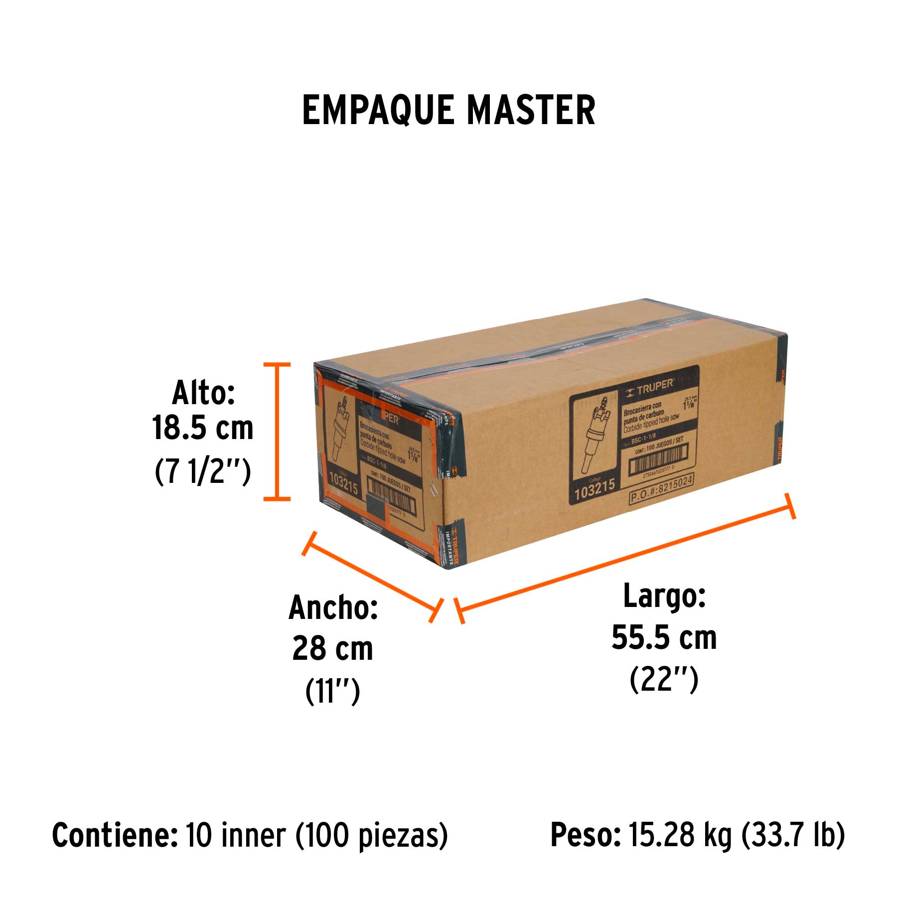 Brocasierra de carburo de tungsteno, 1-1/8', Truper