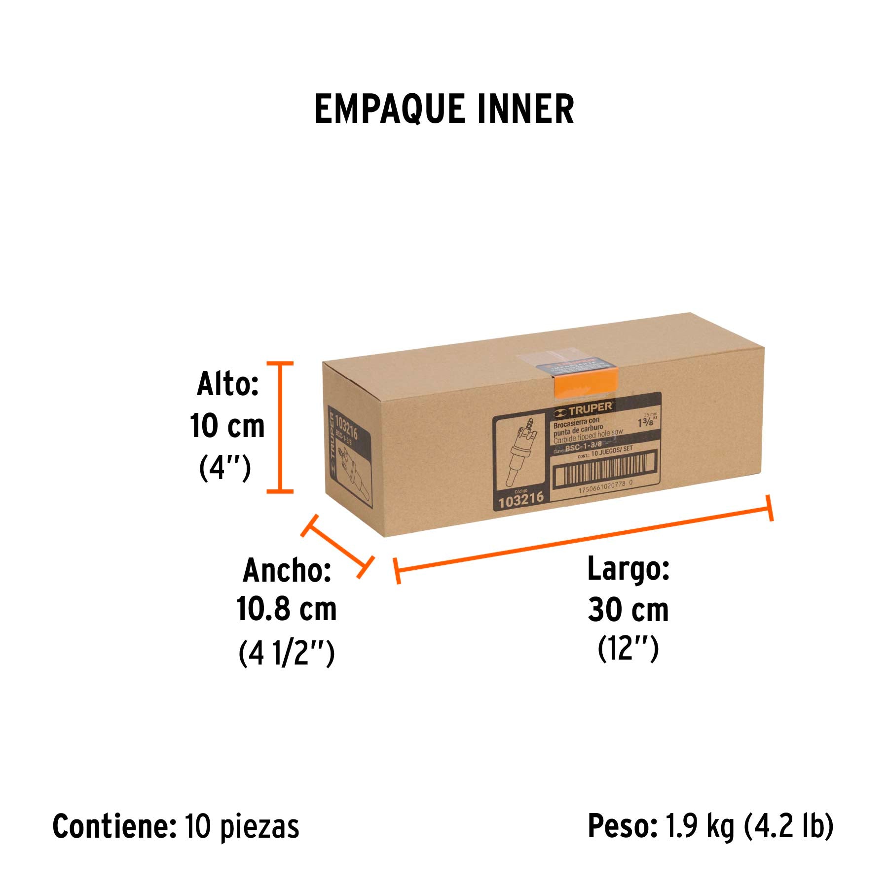 Brocasierra de carburo de tungsteno, 1-3/8', Truper