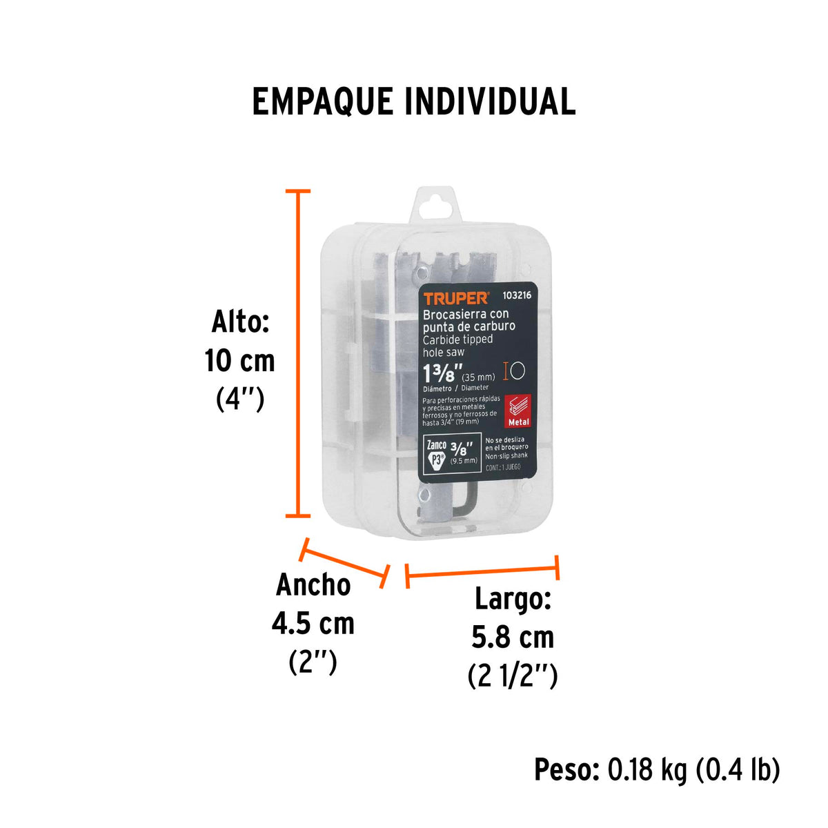 Brocasierra de carburo de tungsteno, 1-3/8', Truper