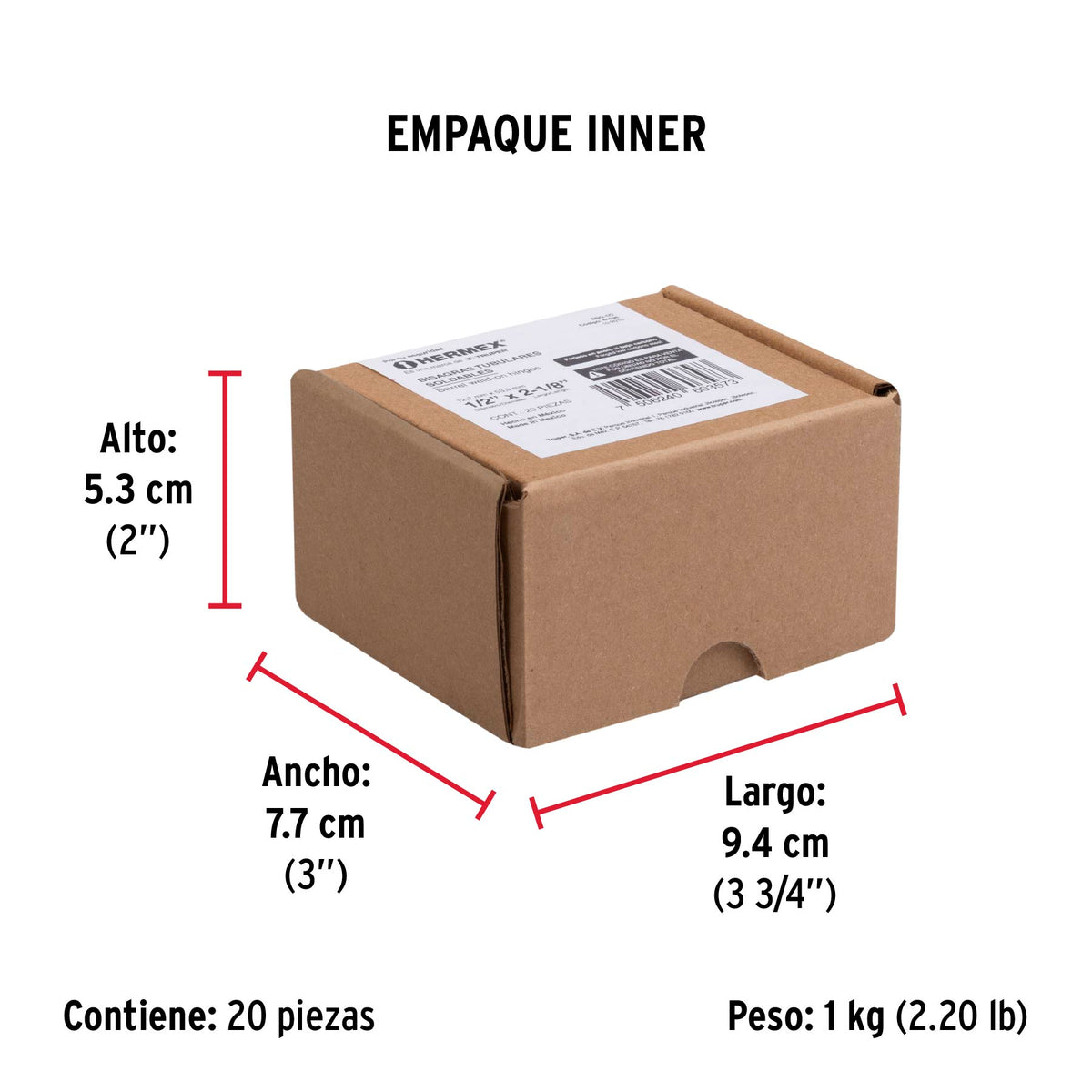 Bisagra tubular, soldable, 1/2"