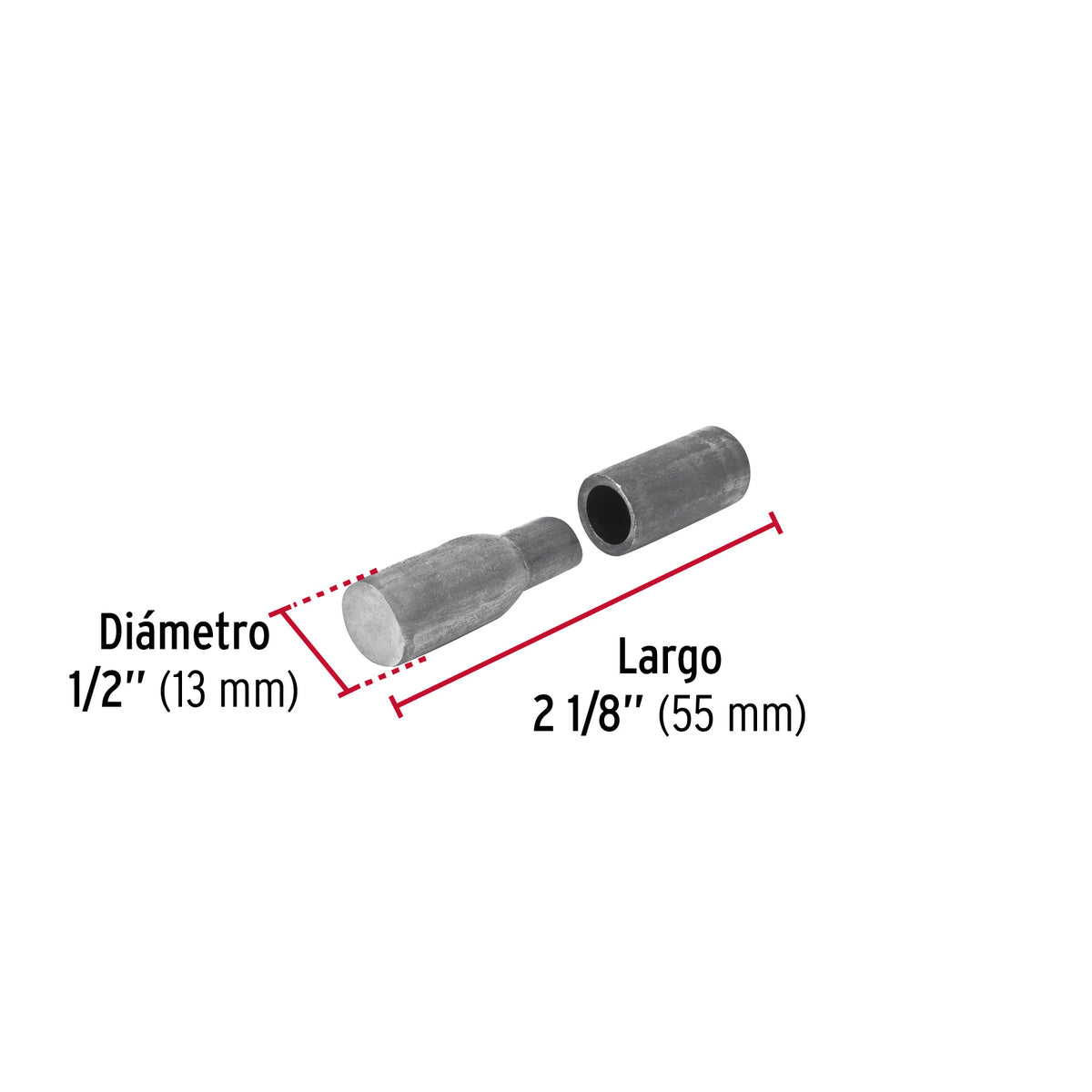 Bisagra tubular, soldable, 1/2"