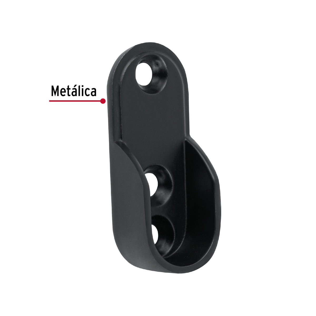 Brida negra para tubo ovalado de closet, Hermex