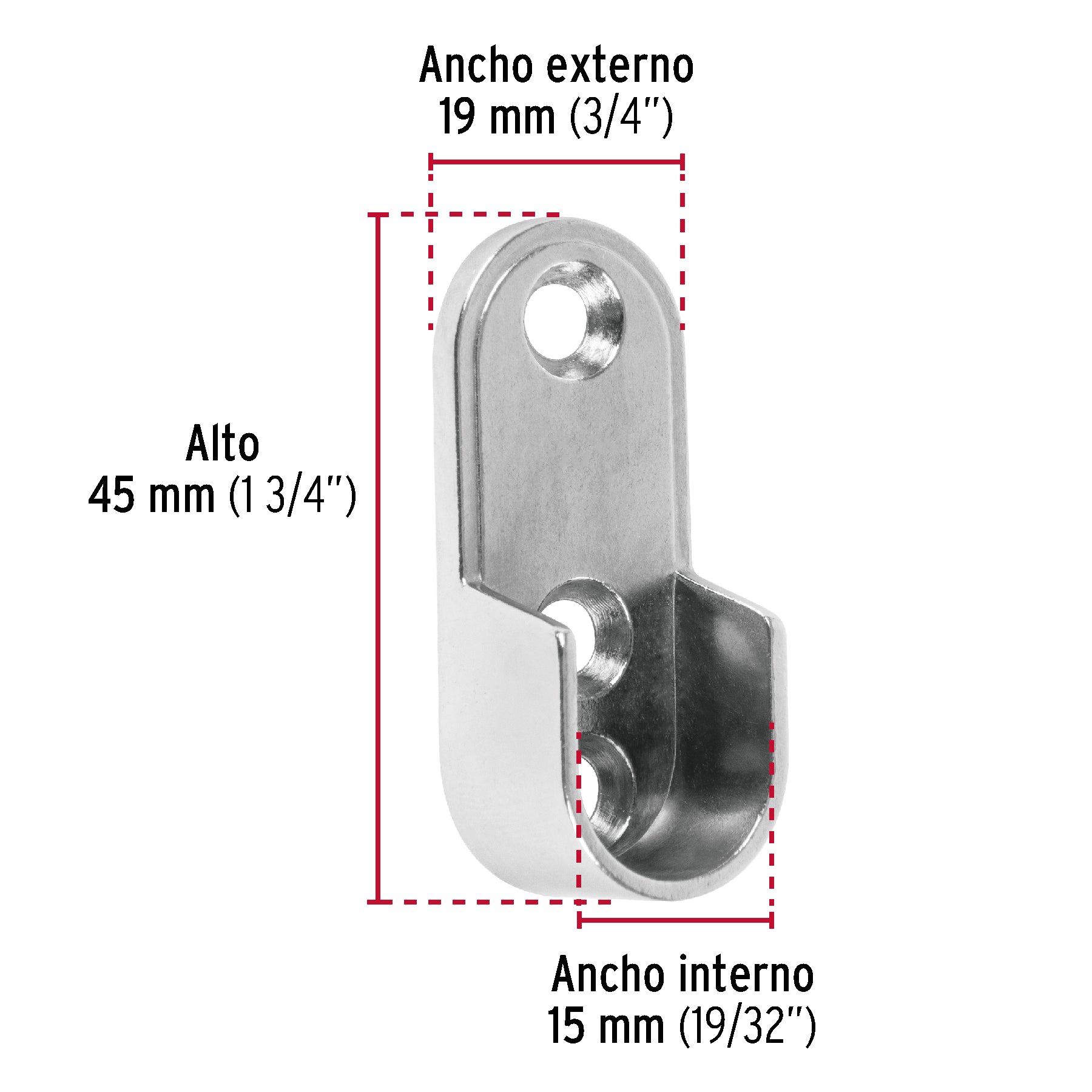 Brida cromada para tubo ovalado de closet