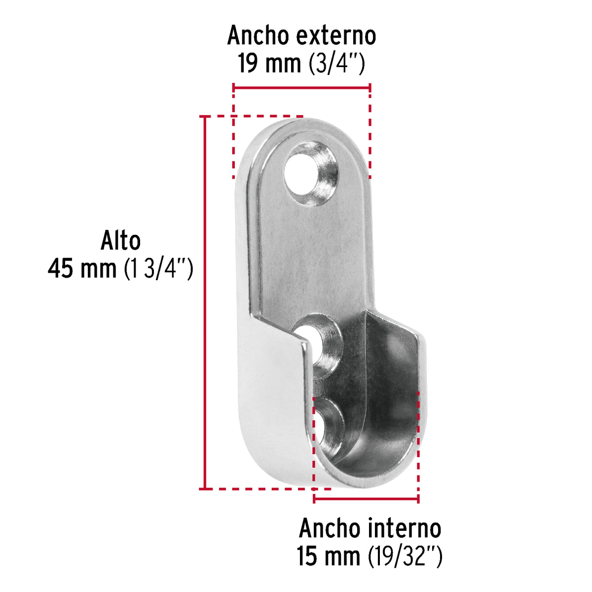 Brida cromada para tubo ovalado de closet