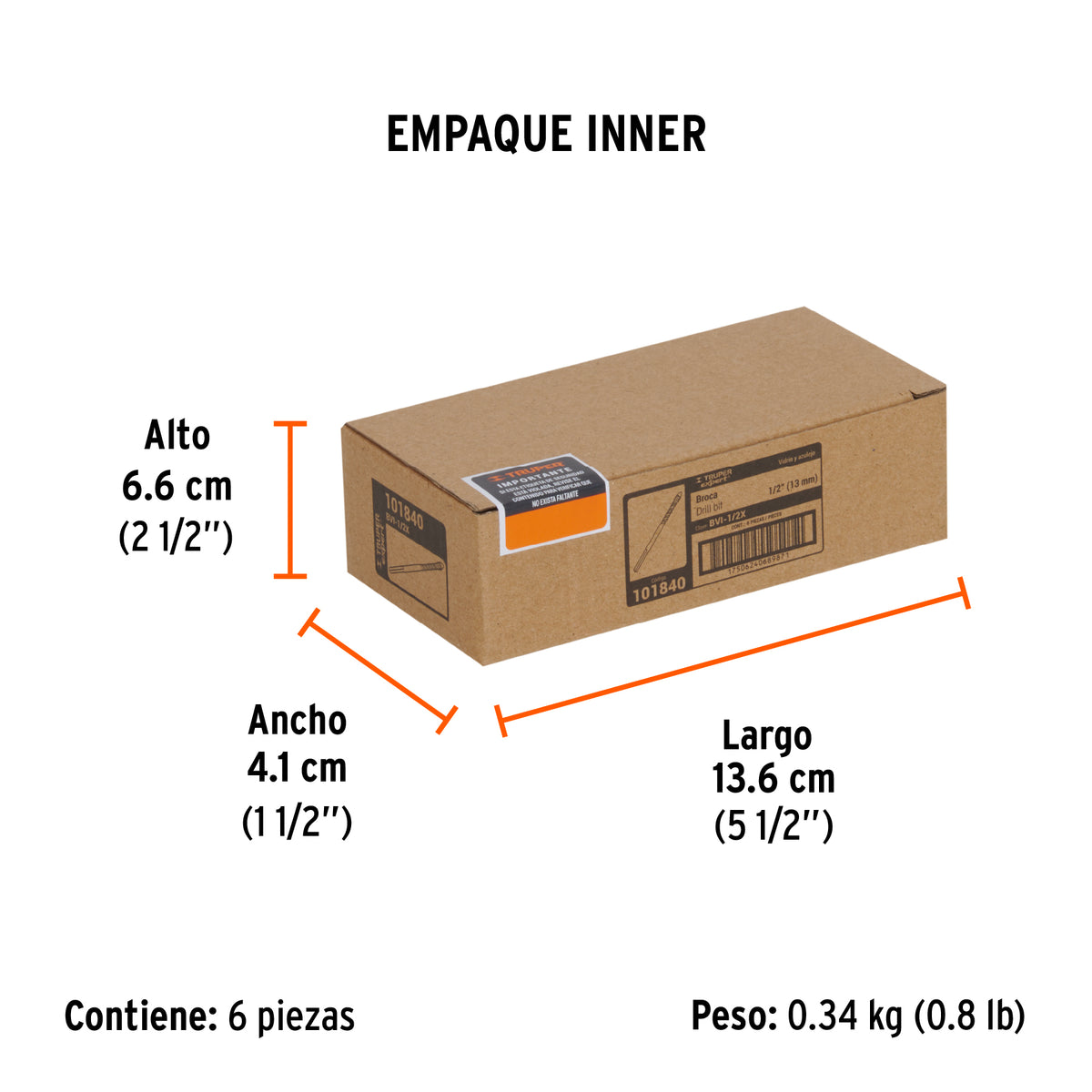 Broca para vidrio y azulejo 1/2', Truper Expert