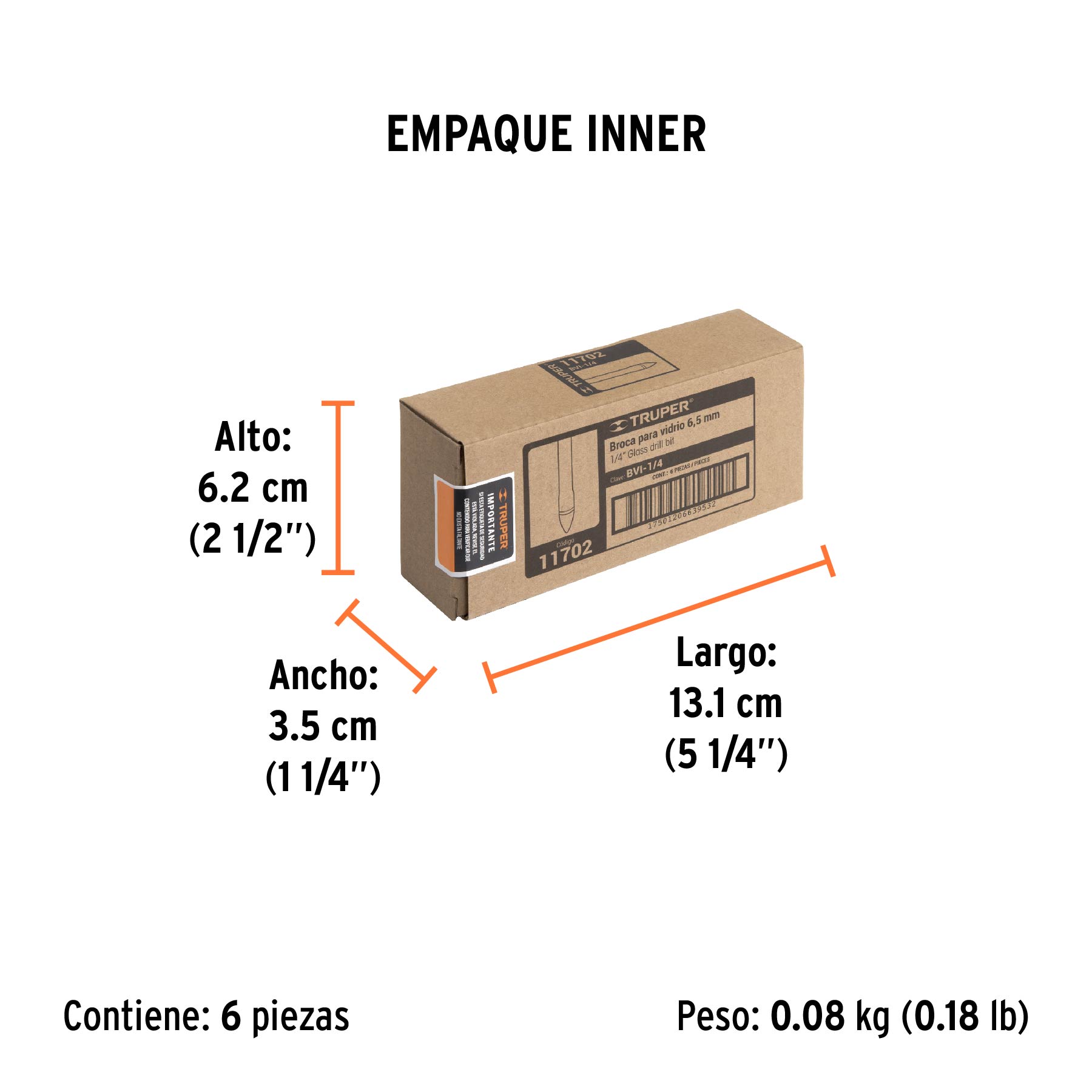 Broca para vidrio y azulejo, 1/4"