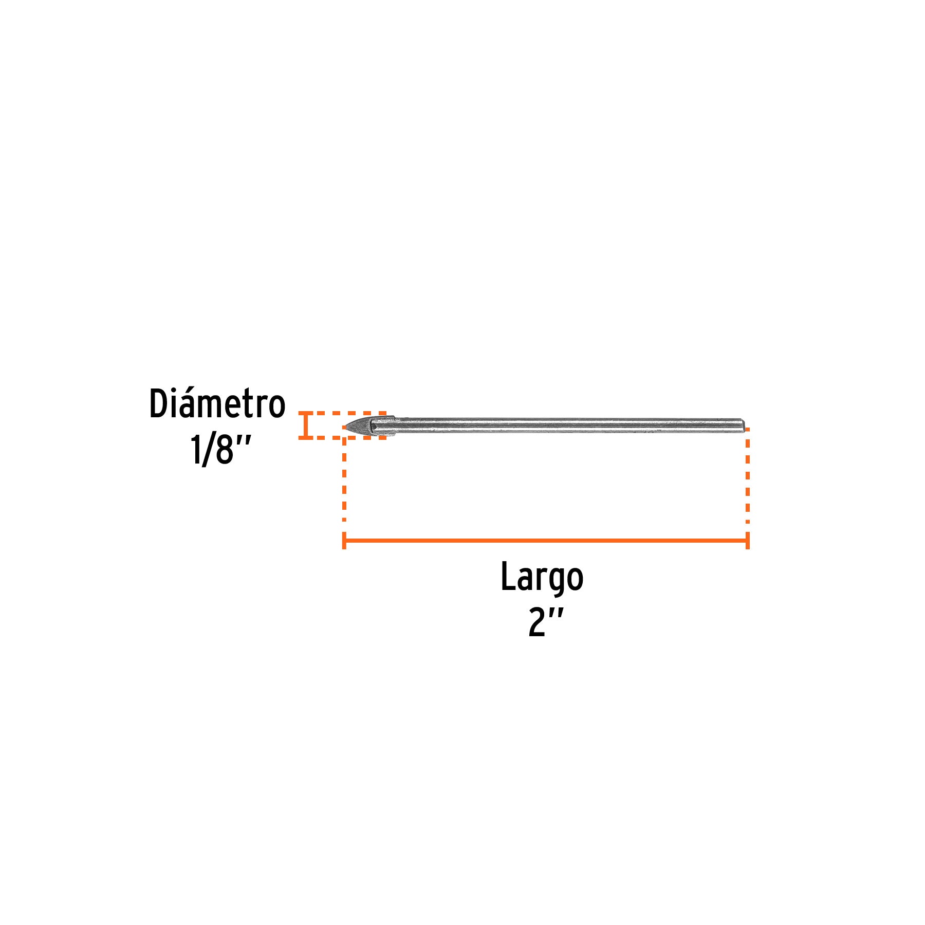 Broca para vidrio y azulejo, 1/8"