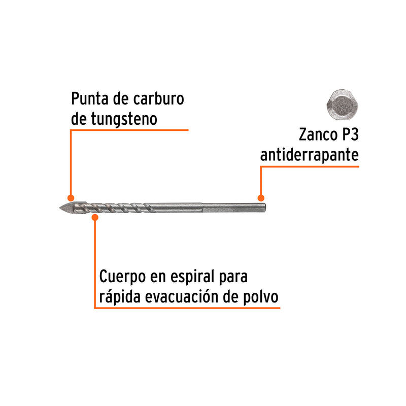 Broca para vidrio y azulejo 3/16', Truper Expert