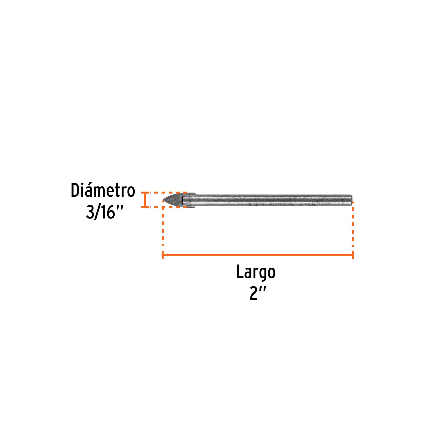 Broca para vidrio y azulejo, 3/16"