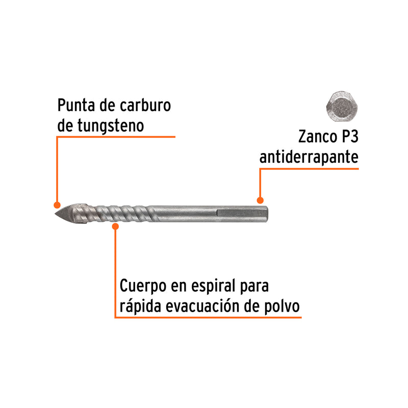 Broca para vidrio y azulejo 3/8', Truper Expert