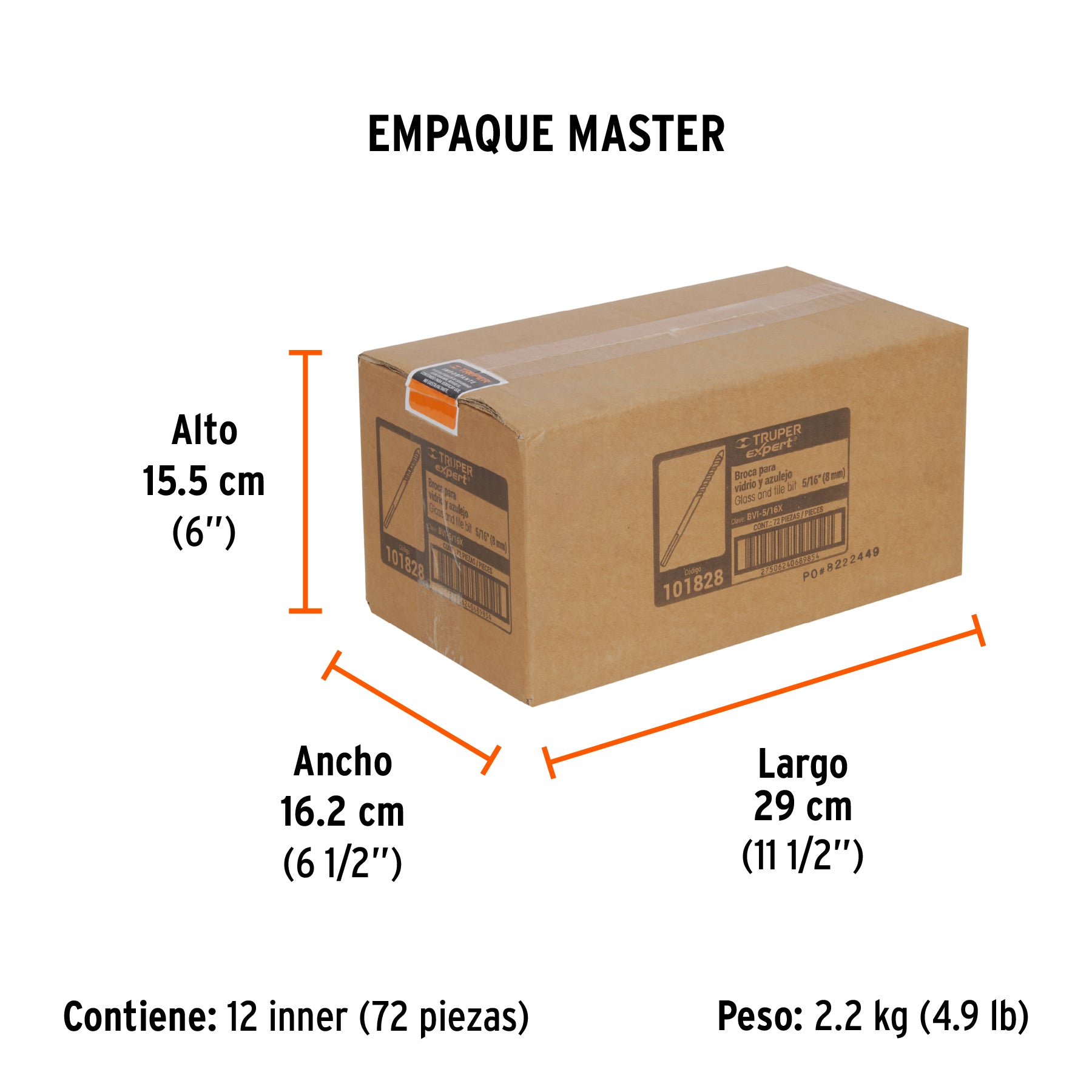 Broca para vidrio y azulejo 5/16', Truper Expert