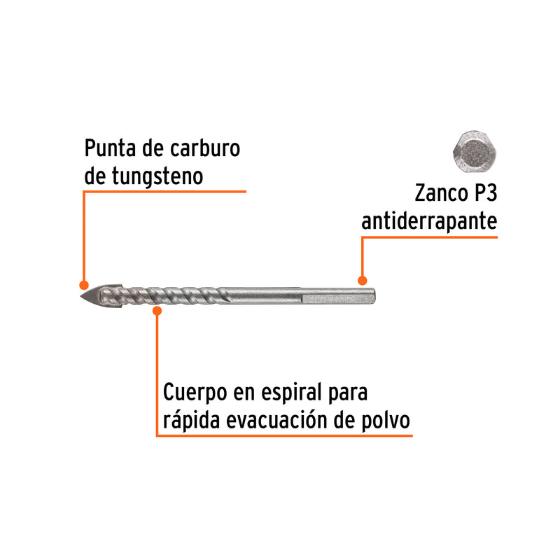Broca para vidrio y azulejo 5/16', Truper Expert
