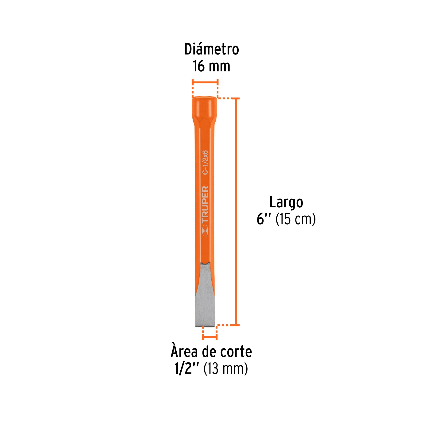 Cincel de corte frío, 1/2 x 6"