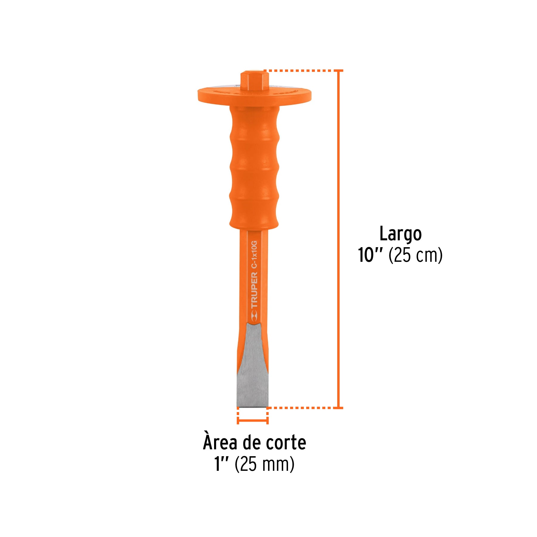 Cincel de corte frío, 1 x 10" con grip