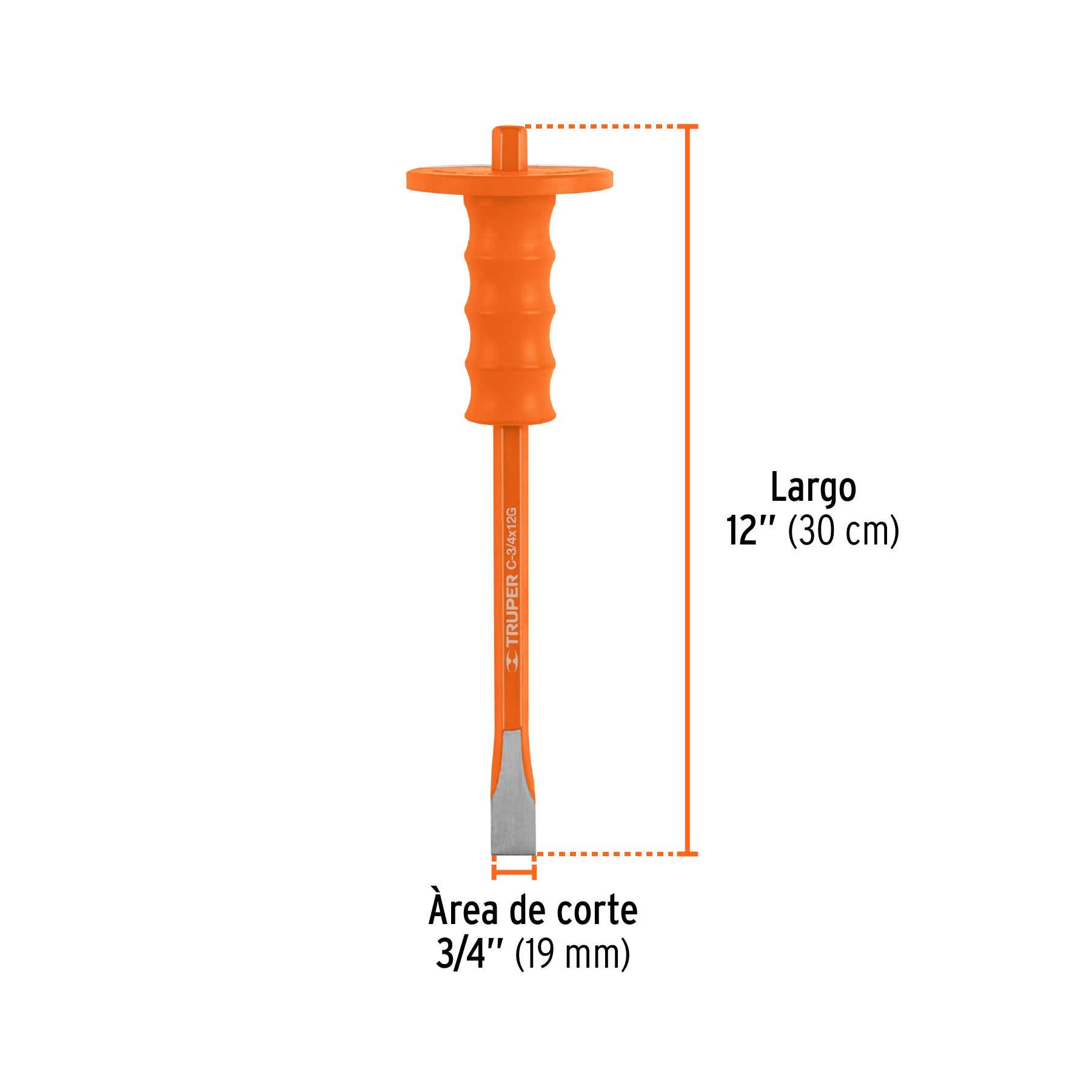 Cincel de corte frío, 3/4 x 12", con grip