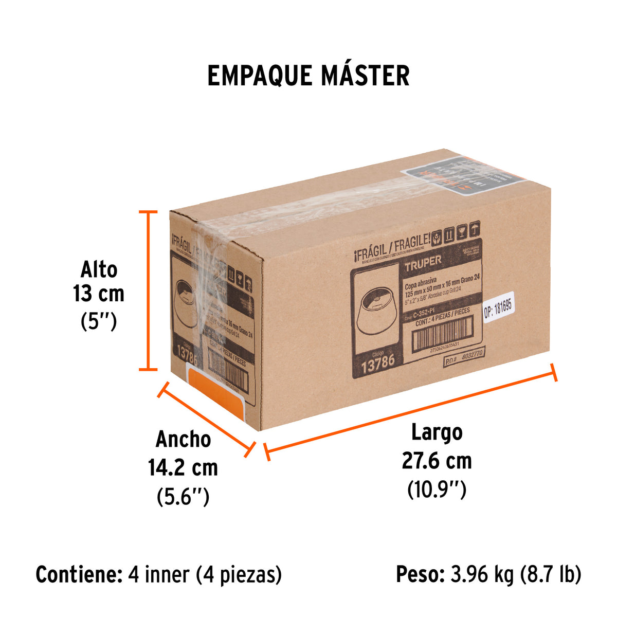 Copa desbaste, 5", grano 24 para piedra