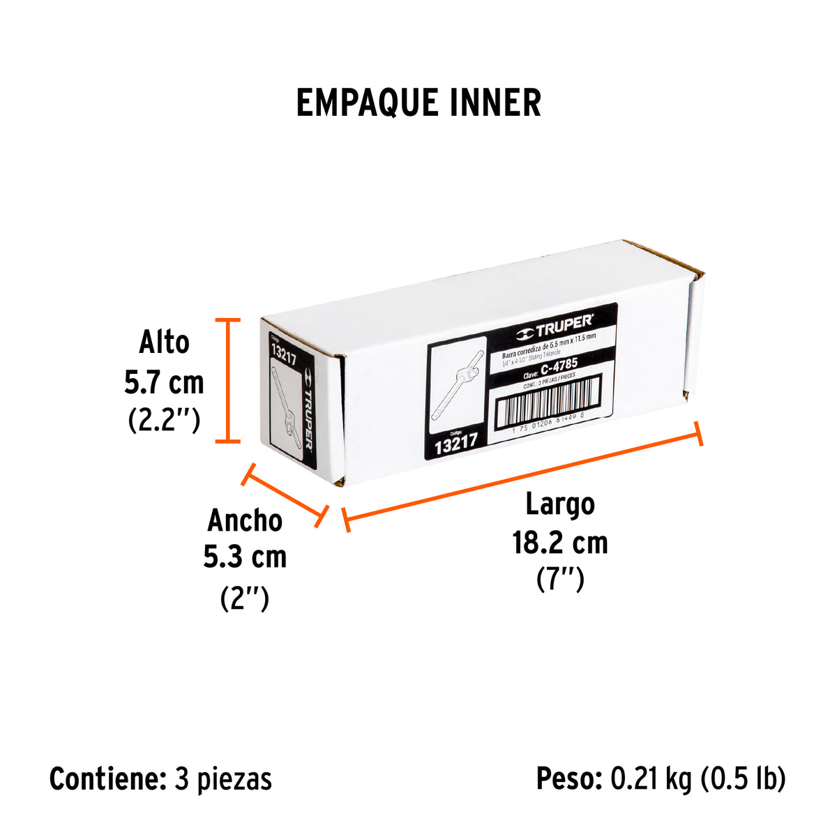 Barra corrediza para dados cuadro 1/4"