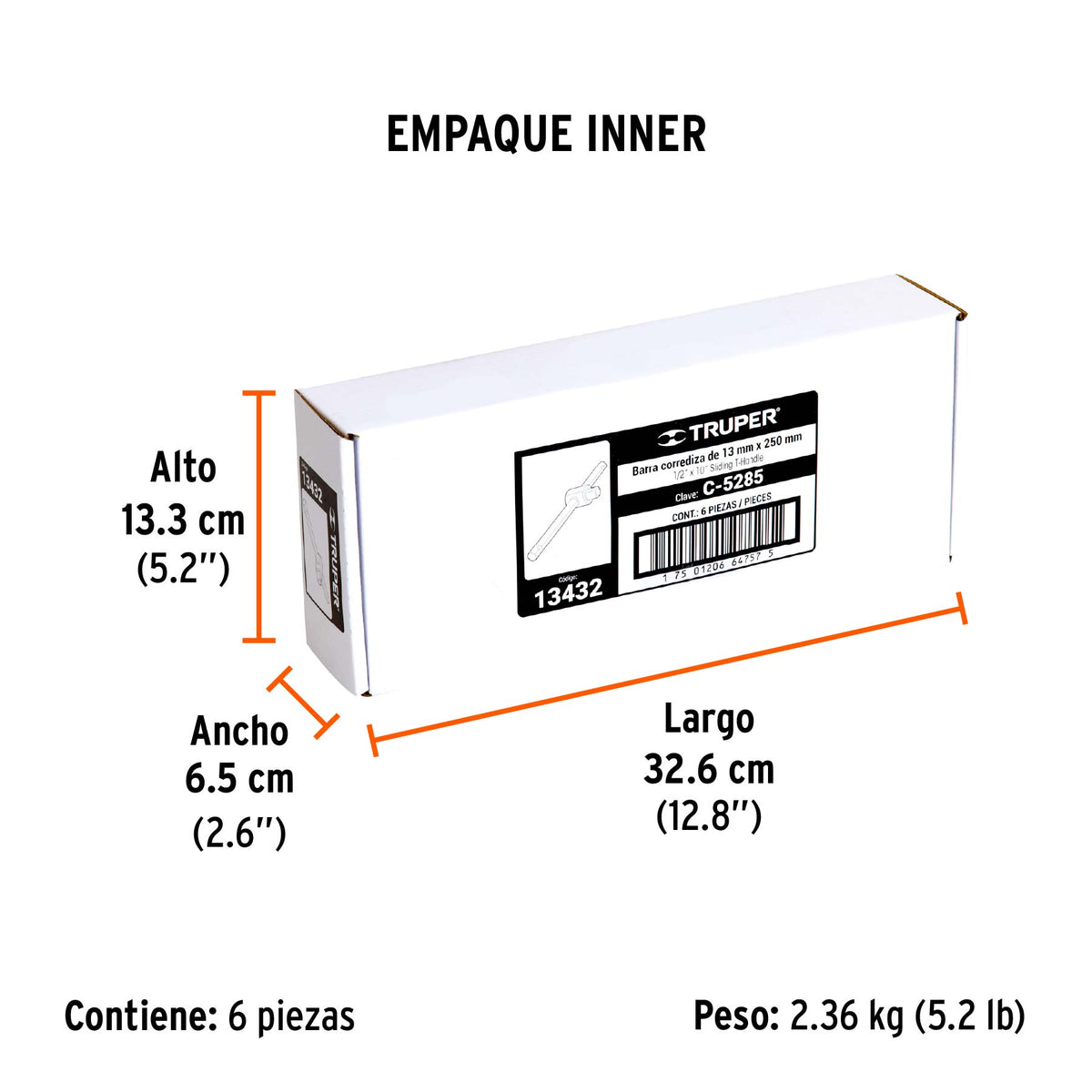 Barra corrediza para dados cuadro 1/2"