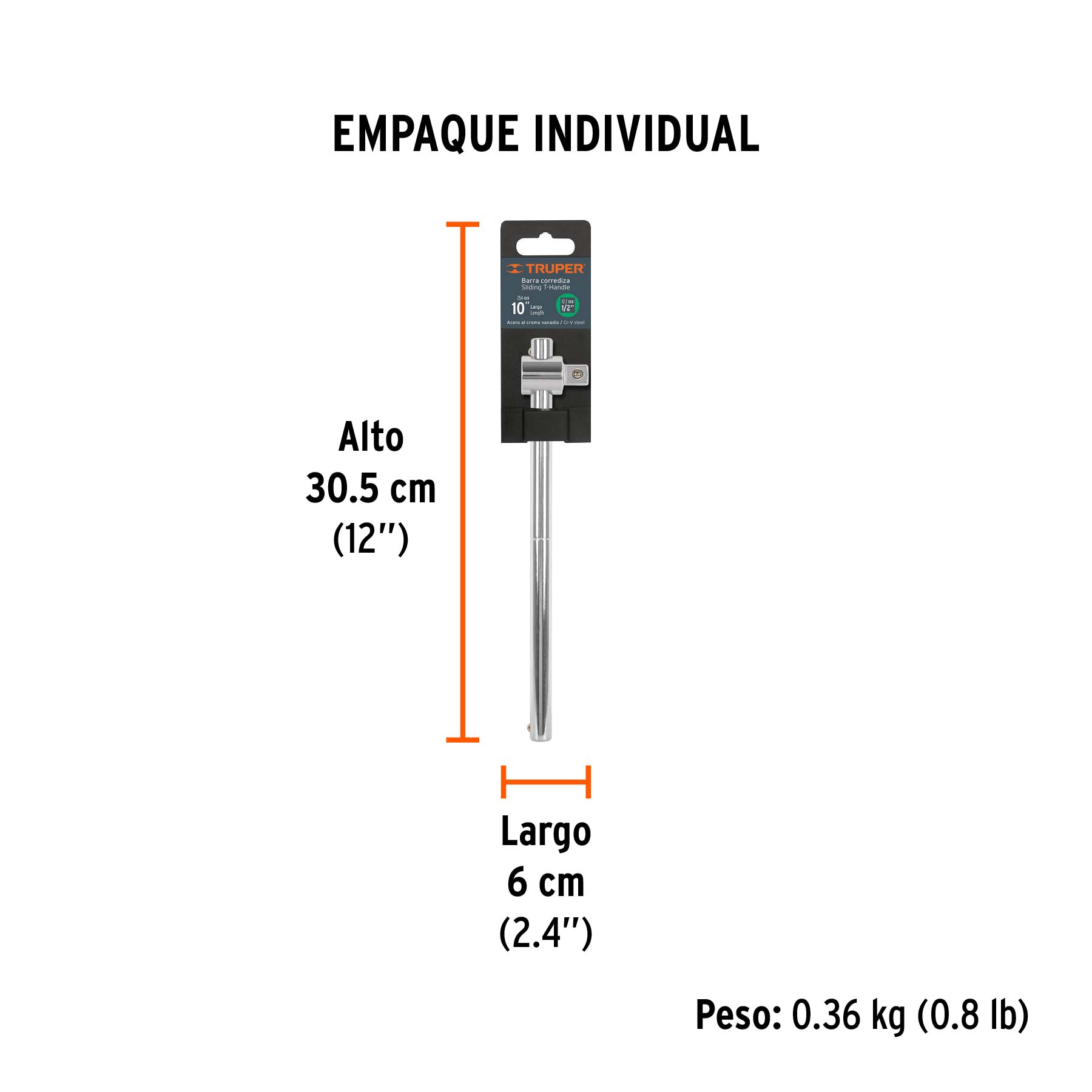 Barra corrediza para dados cuadro 1/2"
