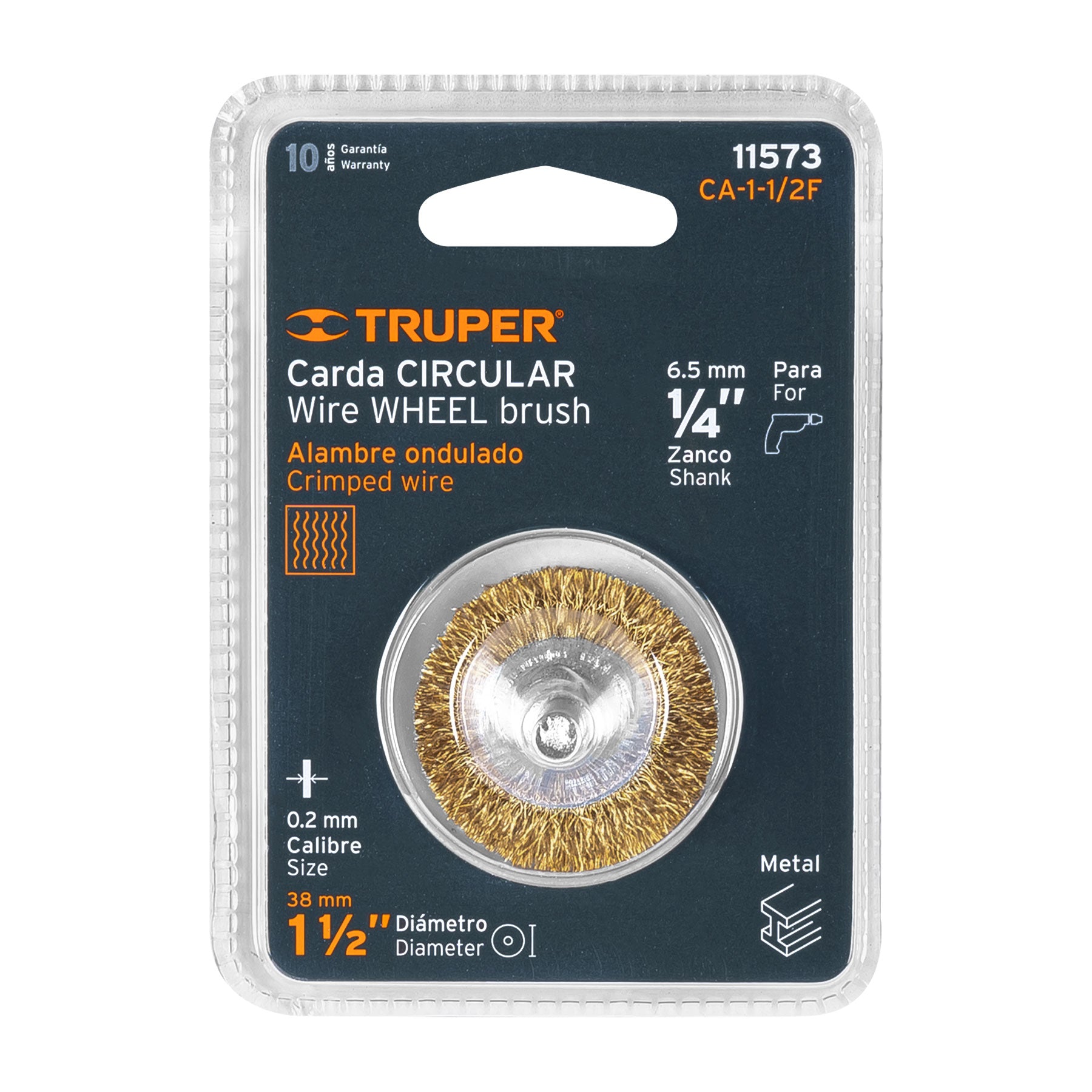 Carda circular 1-1/2", alambre fino, para taladro