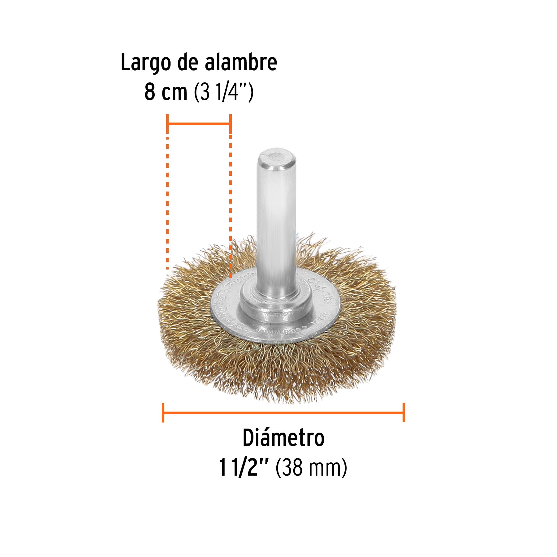 Carda circular 1-1/2", alambre fino, para taladro