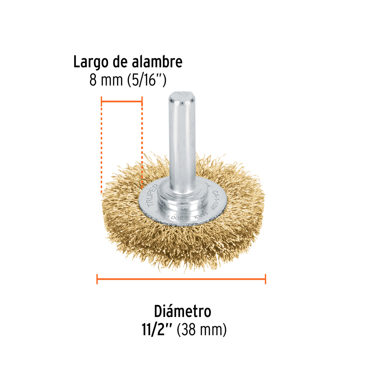 Carda circular 1-1/2", alambre fino, para taladro