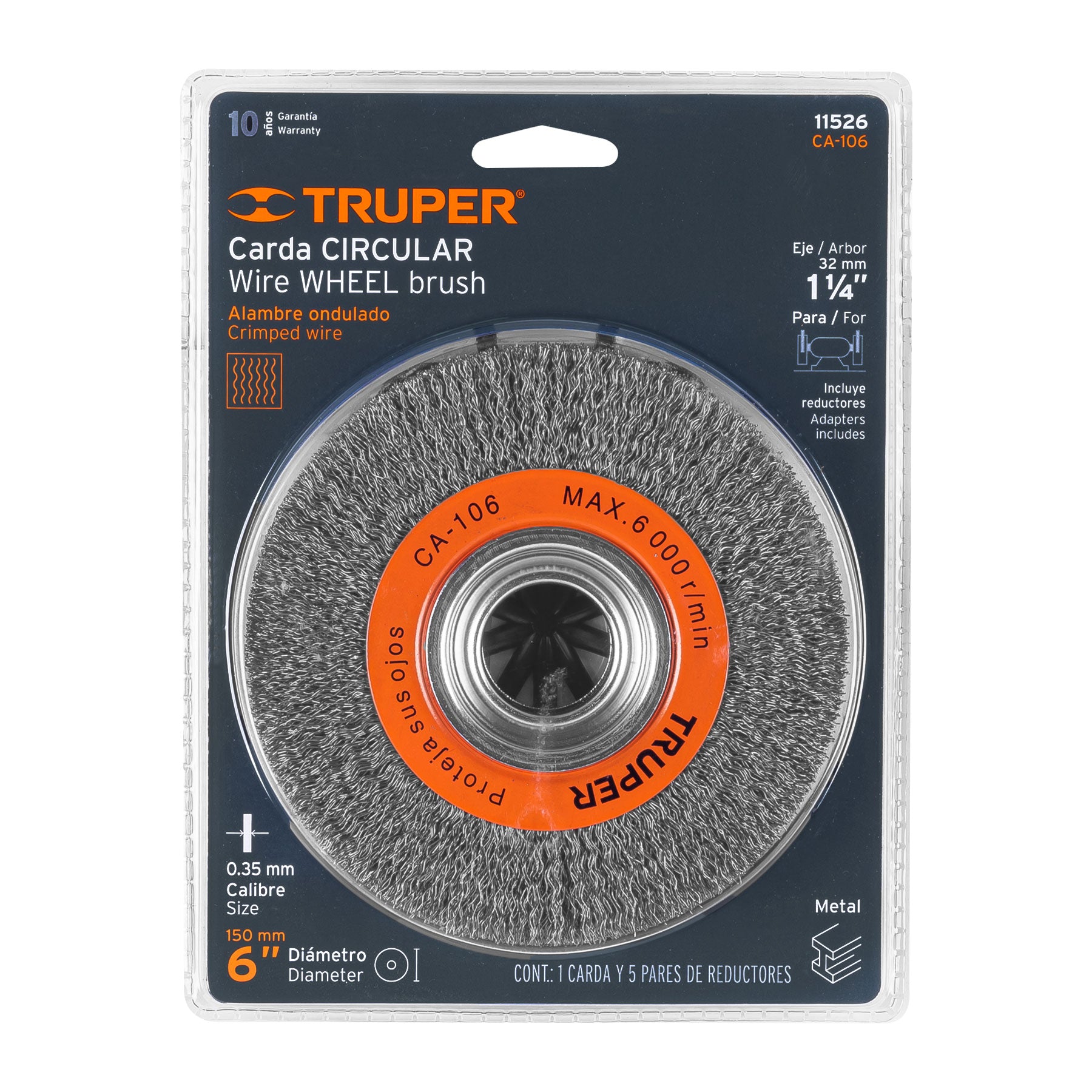 Carda 6 x 1-1/8" para esmeril