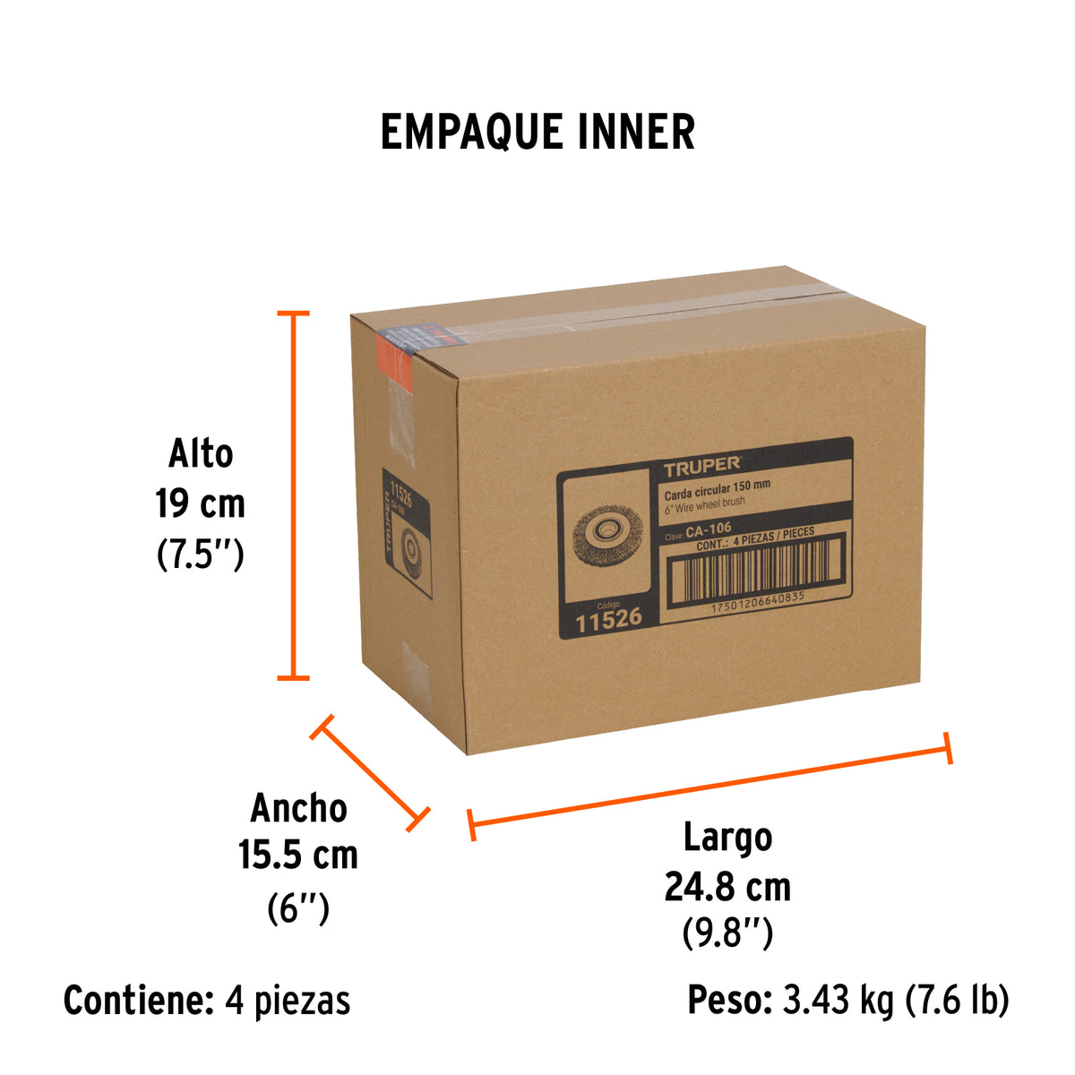 Carda 6 x 1-1/8" para esmeril