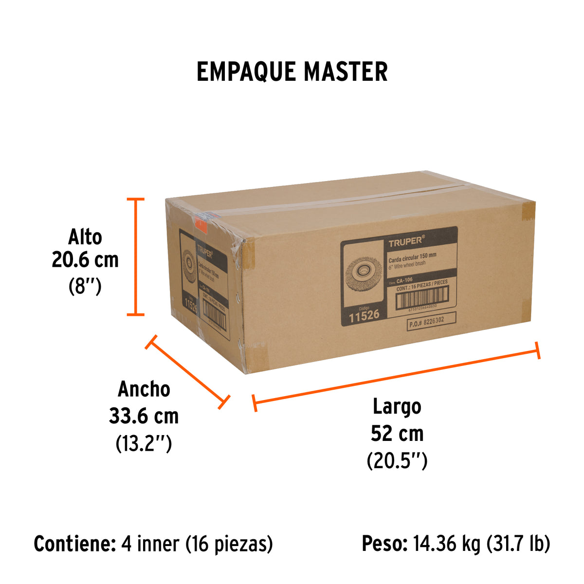 Carda 6 x 1-1/8" para esmeril