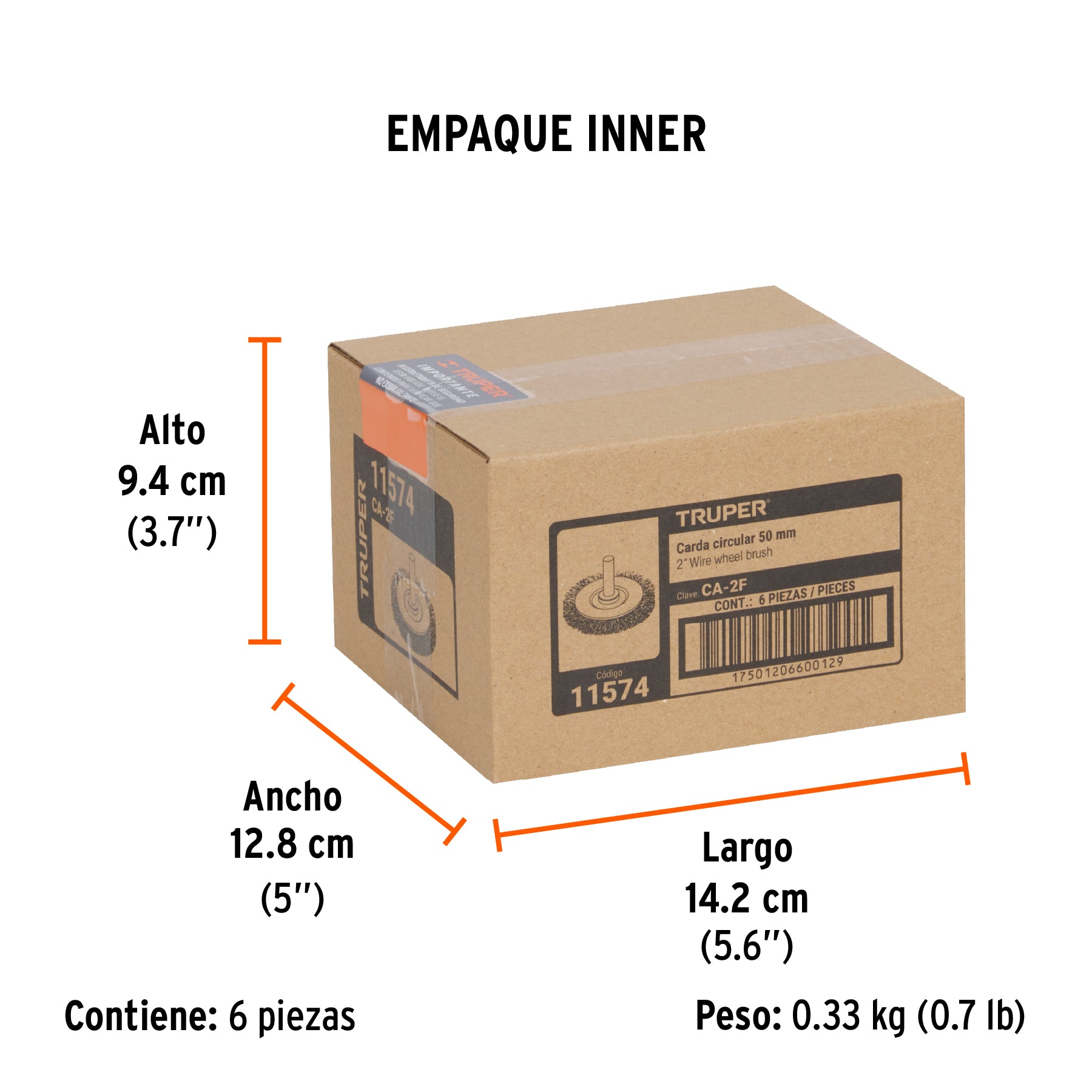 Carda circular 2", alambre fino, para taladro