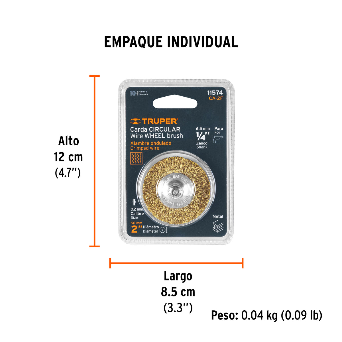 Carda circular 2", alambre fino, para taladro