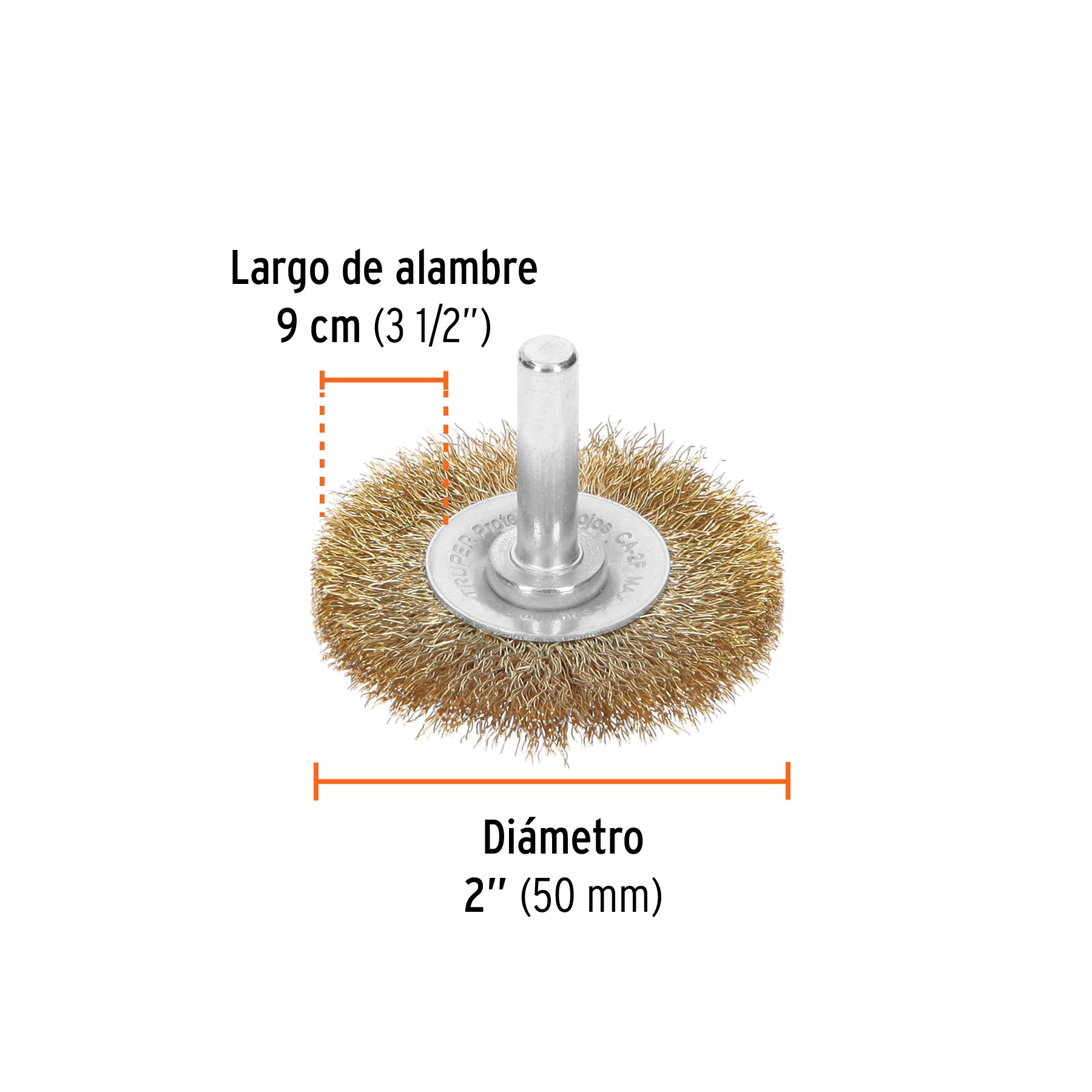 Carda circular 2", alambre fino, para taladro