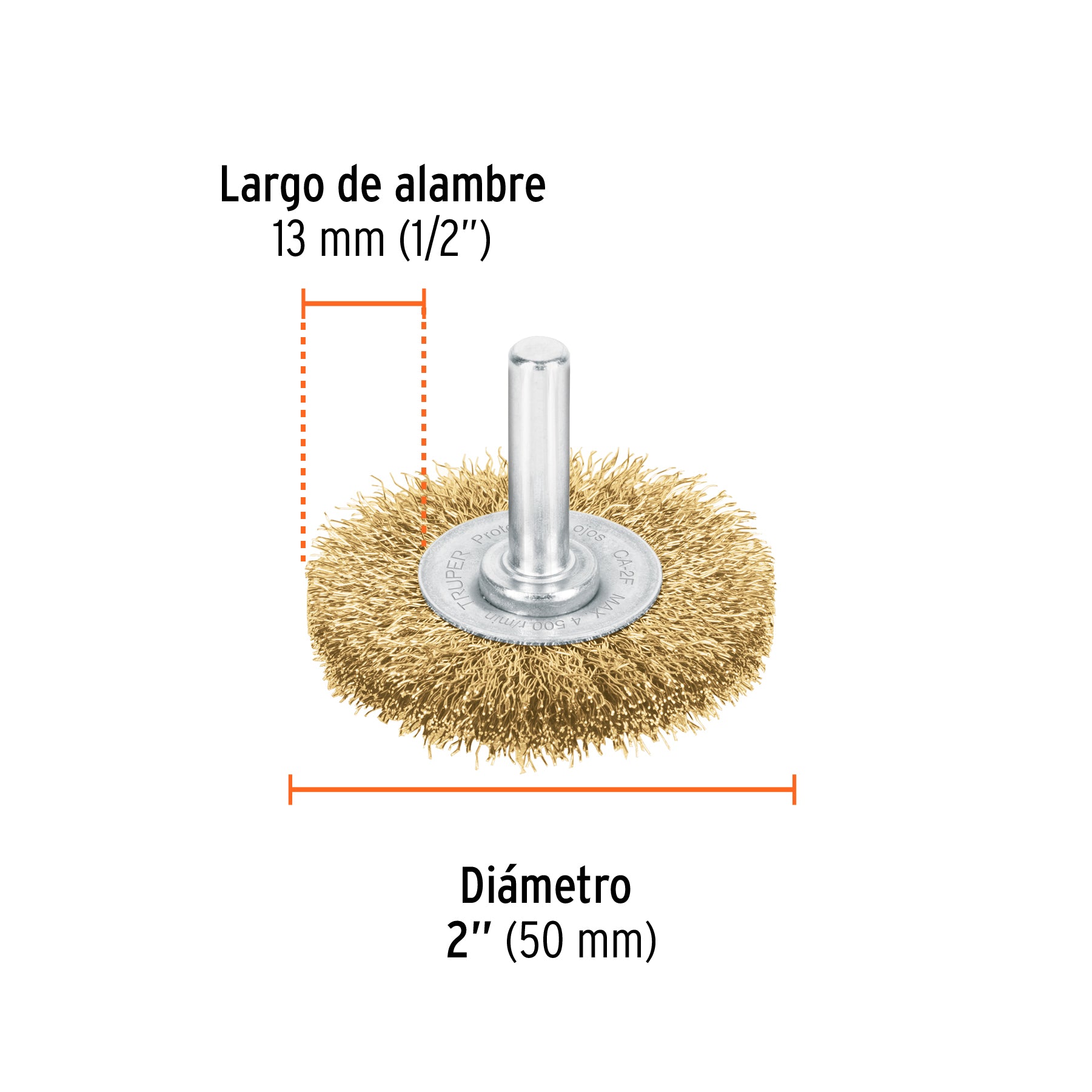 Carda circular 2", alambre fino, para taladro