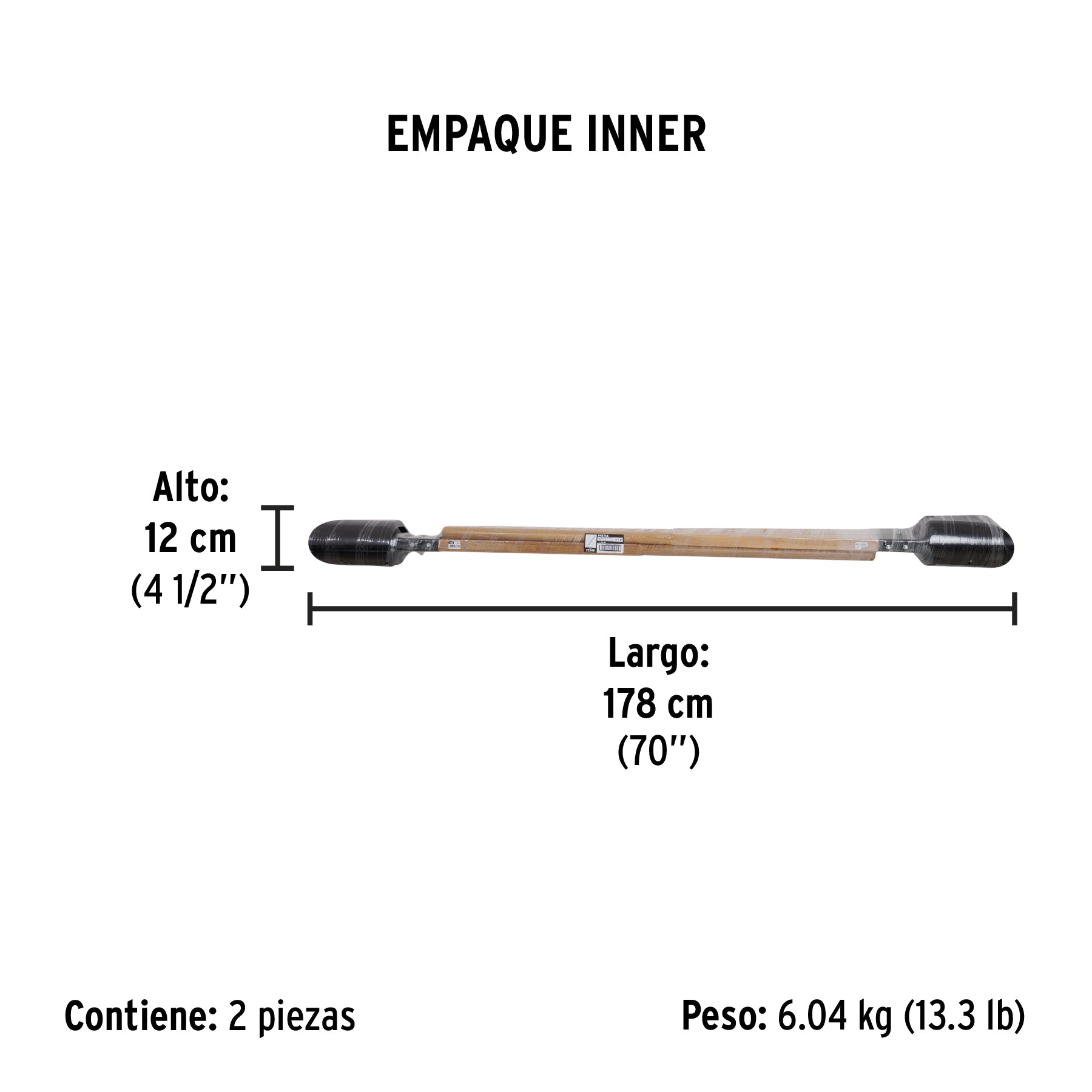 Cavador mango madera 44', Pretul