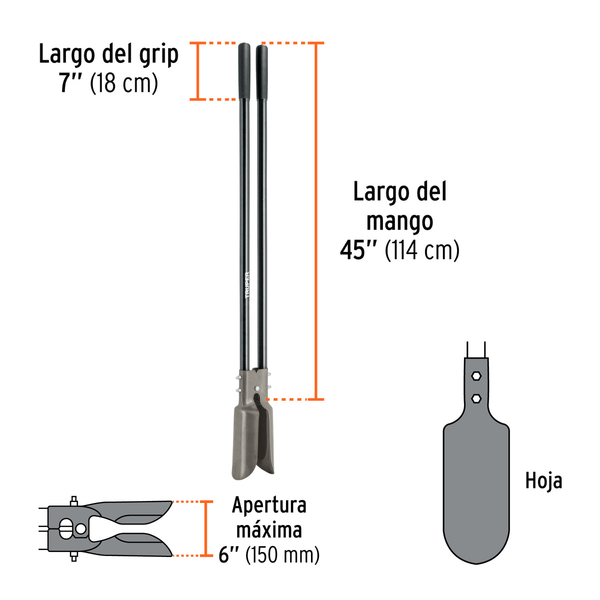 Cavador mango de acero 45"