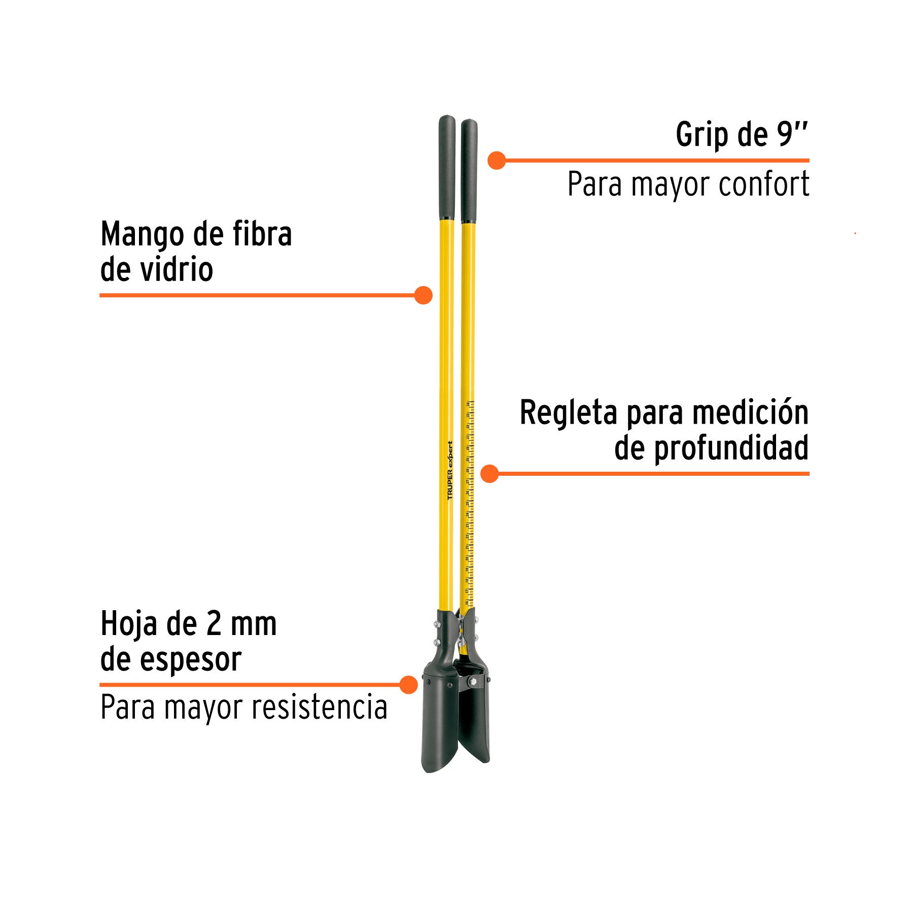Cavador mango fibra de vidrio 48", Truper Expert