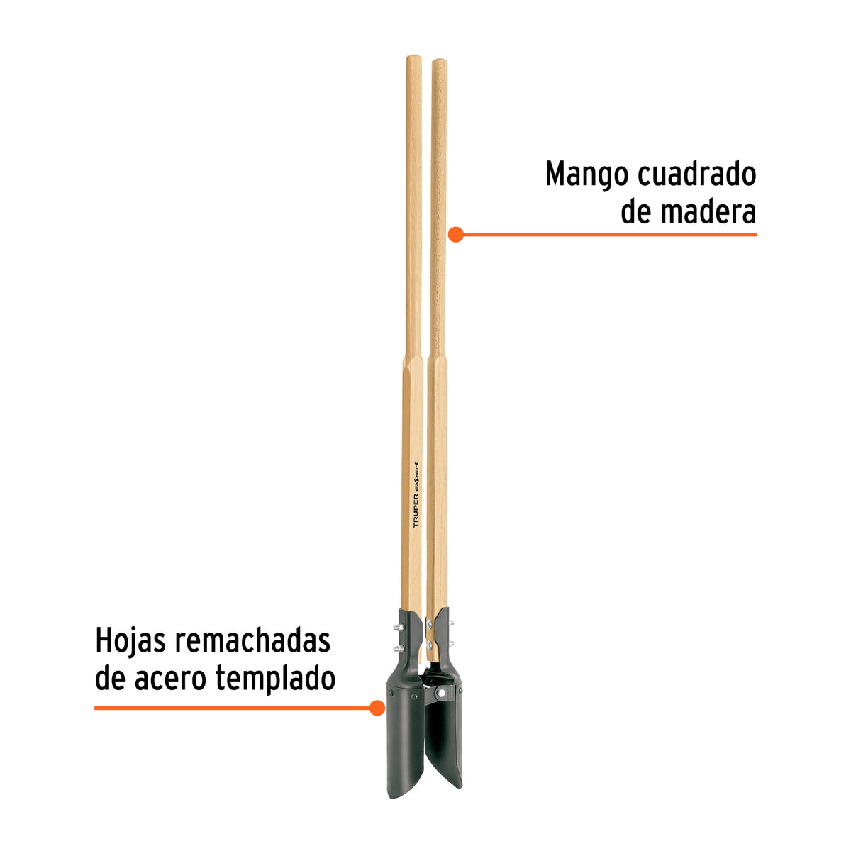 Cavador mango de madera 48", Truper Expert