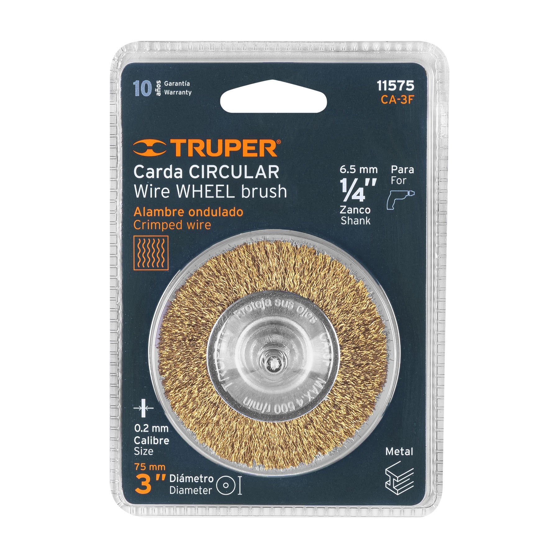 Carda circular 3", alambre fino, para taladro