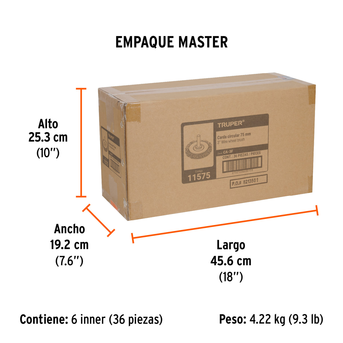 Carda circular 3", alambre fino, para taladro