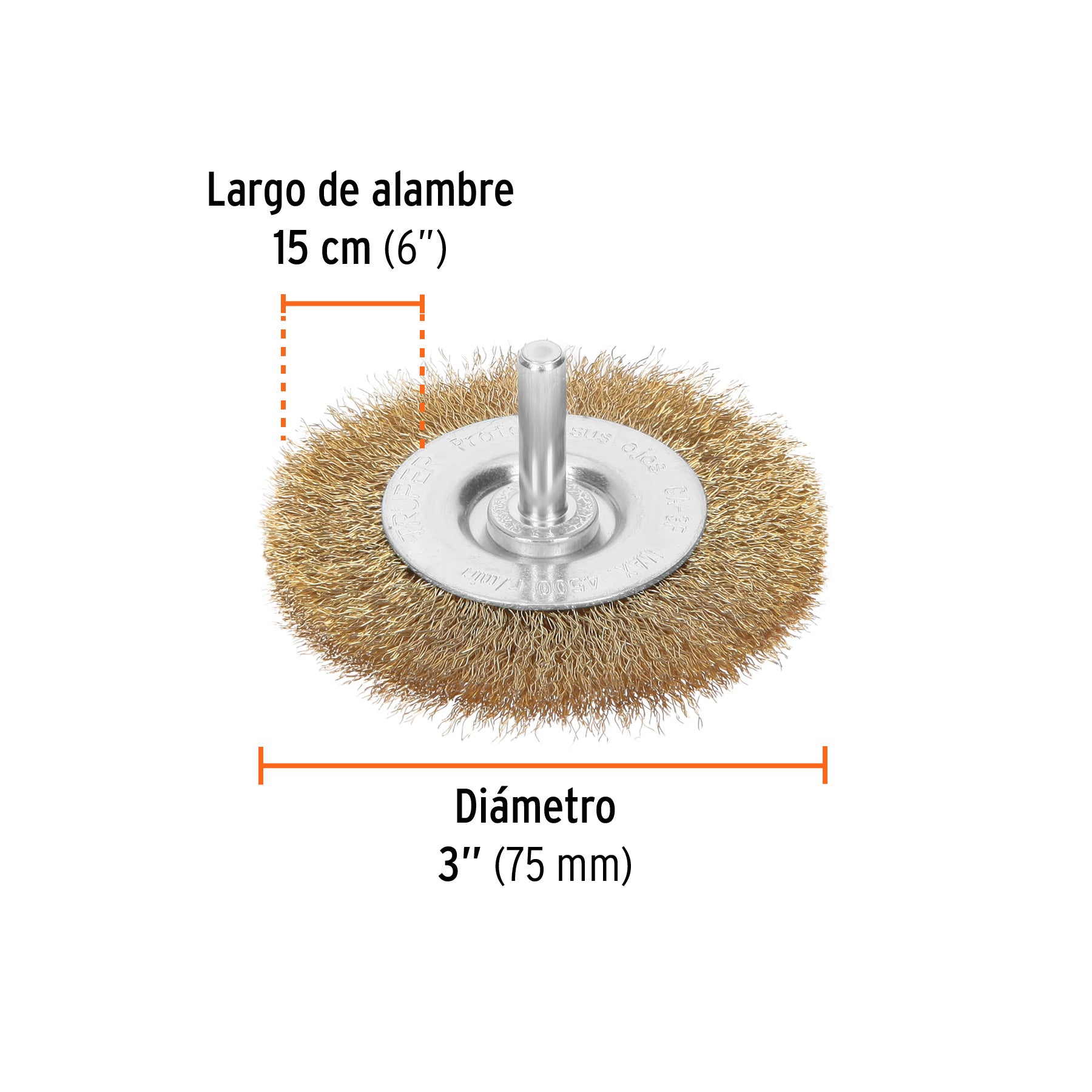 Carda circular 3", alambre fino, para taladro