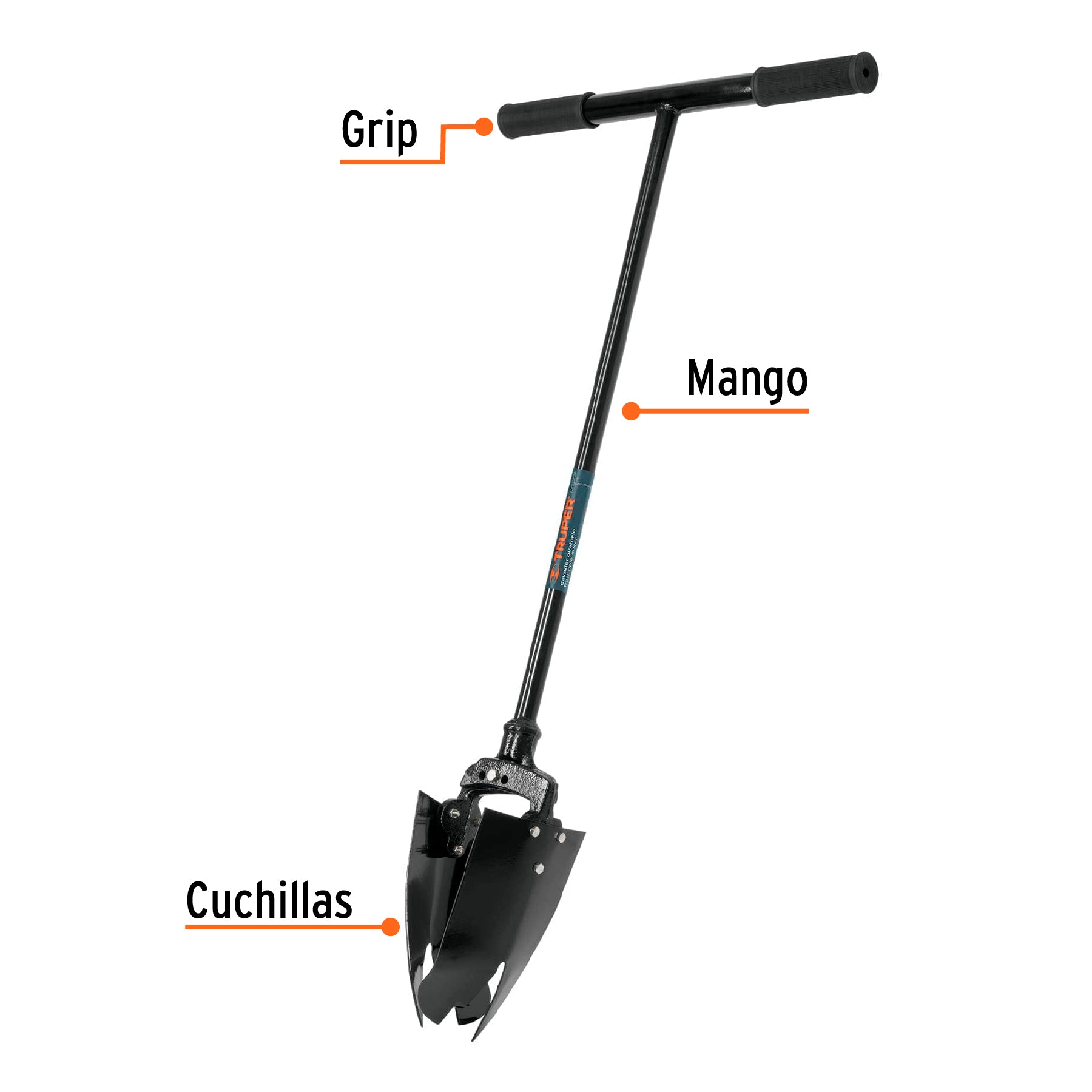 Cavador giratorio de acero, mango "T"
