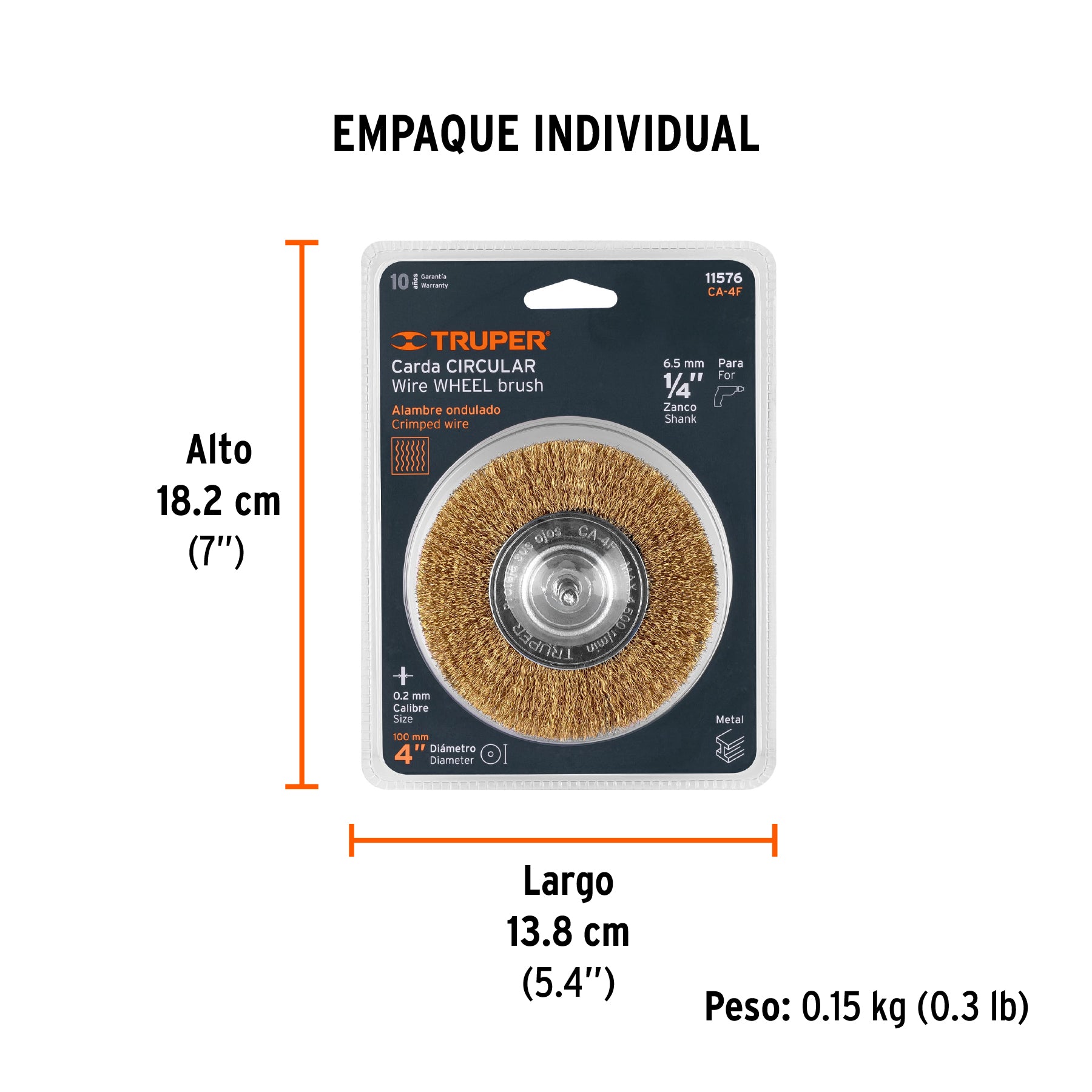 Carda circular 4", alambre fino, para taladro