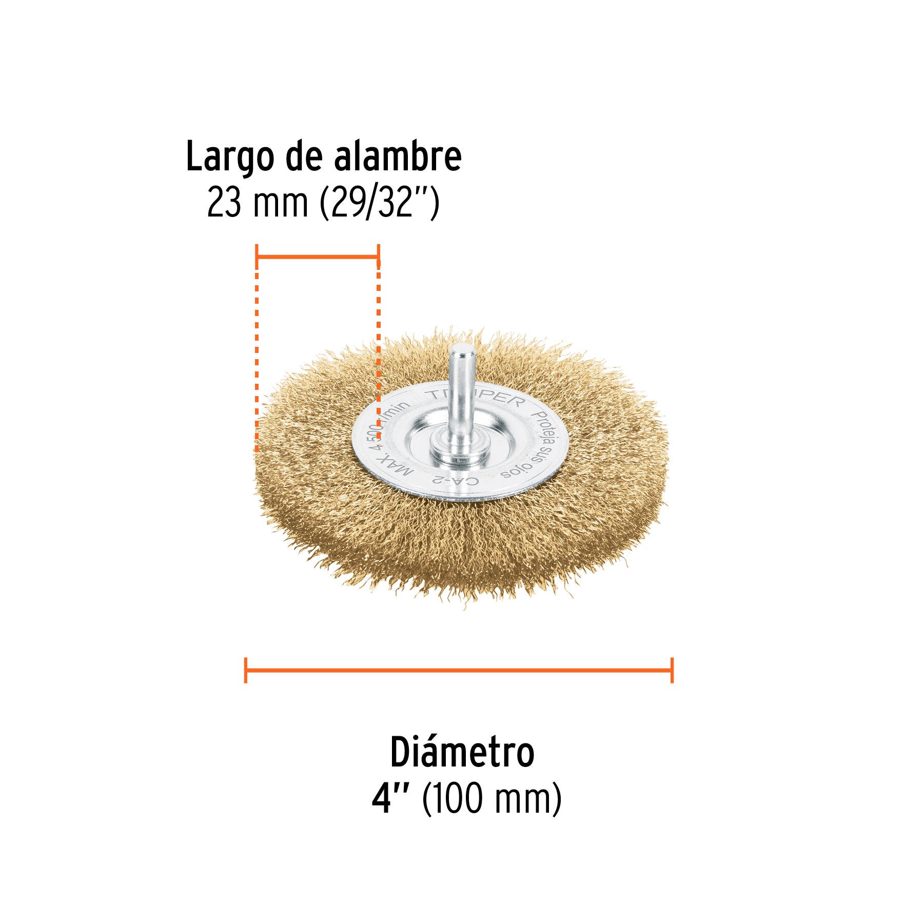 Carda circular 4", alambre fino, para taladro