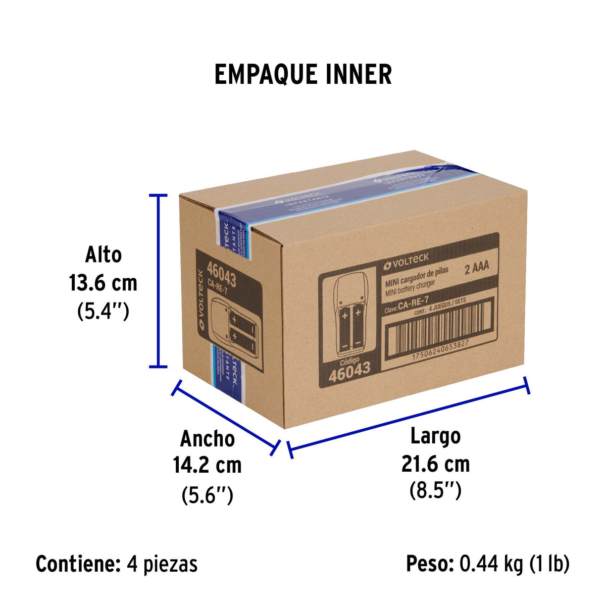 Cargador de pilas, AA, AAA y 9V, incluye 2 pilas AAA