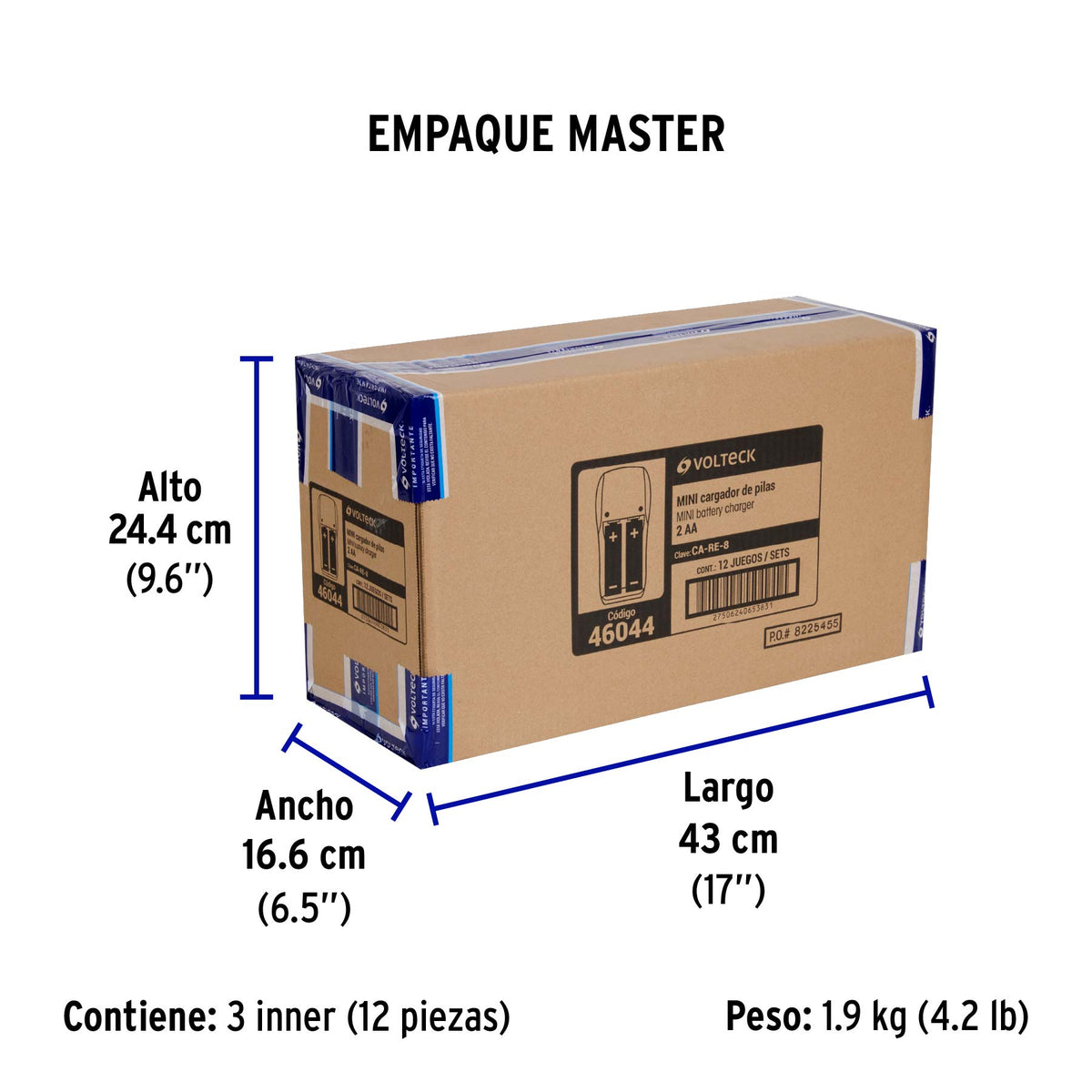 Cargador de pilas, AA, AAA y 9V, incluye 2 pilas AA