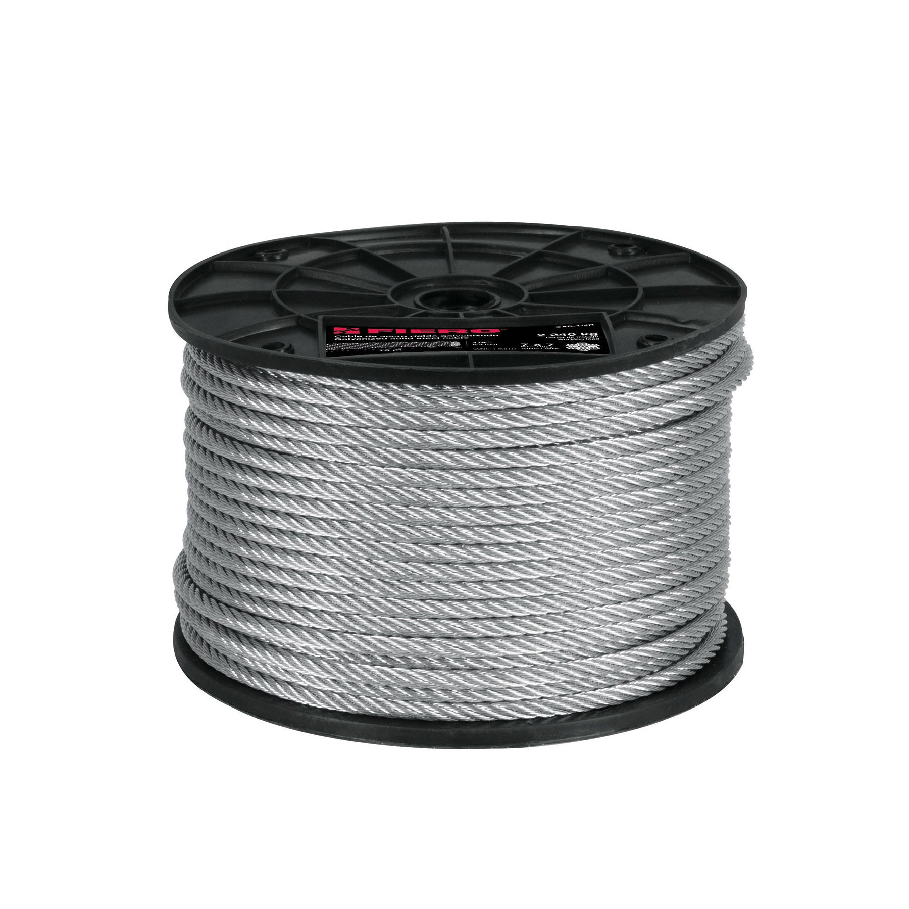 Cable rígido de acero 1/4", 7X7, 75 m